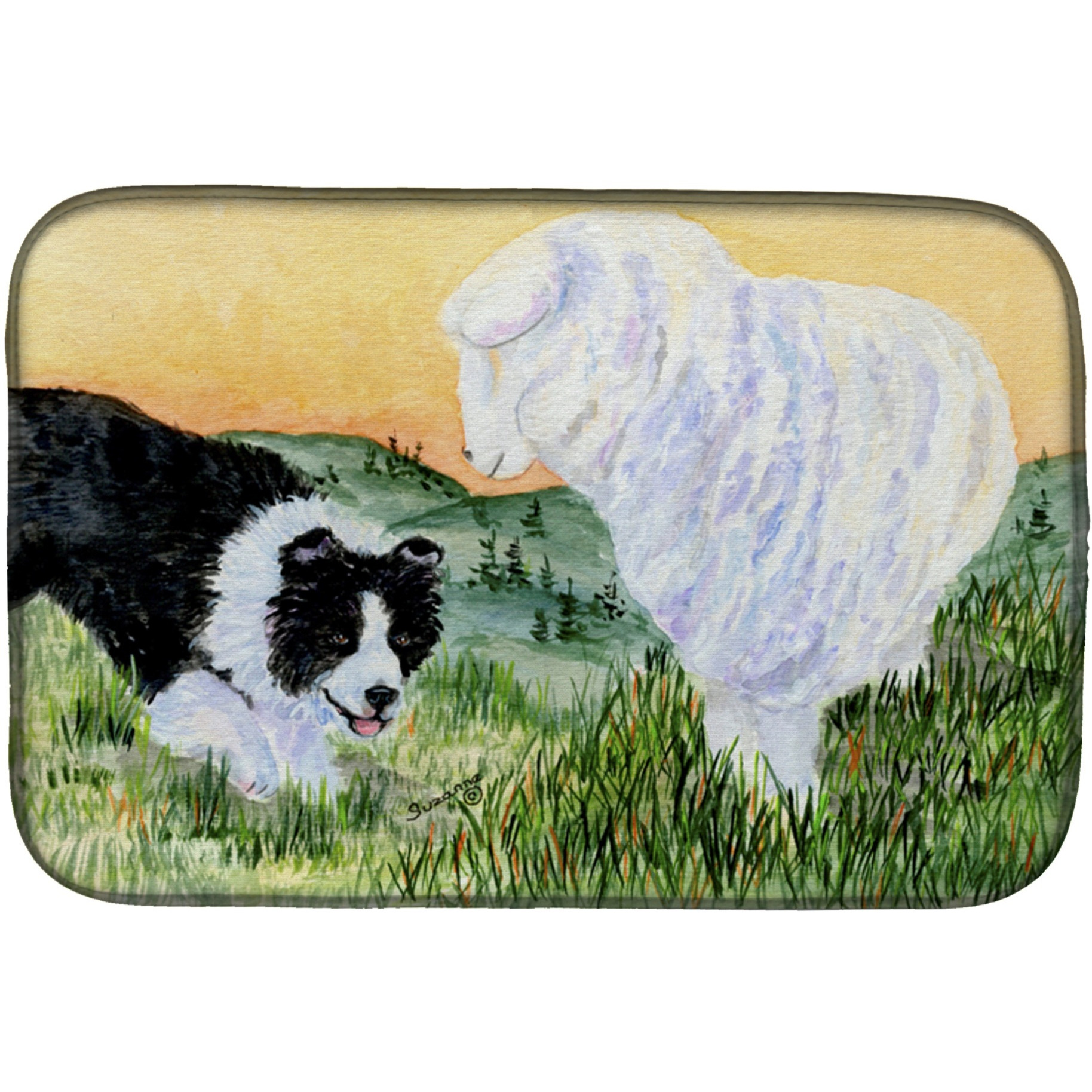 &quotCaroline's Treasures Border Collie Dish Drying Mat, 14"" x 21"", Multicolor"