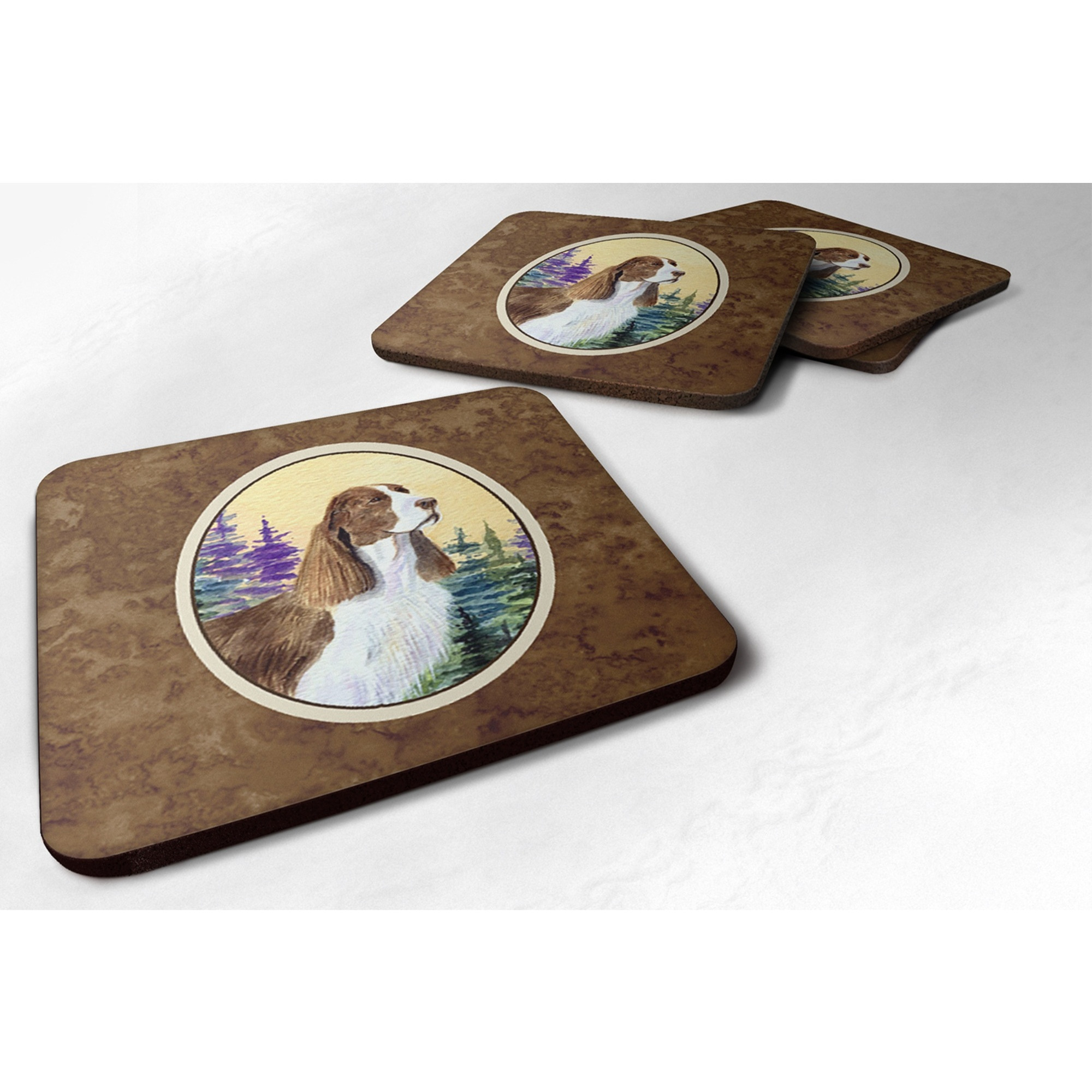 &quotCaroline's Treasures SS8105FC Springer Spaniel Foam Coasters (Set of 4), 3.5"" H x 3.5"" W, Multicolor"