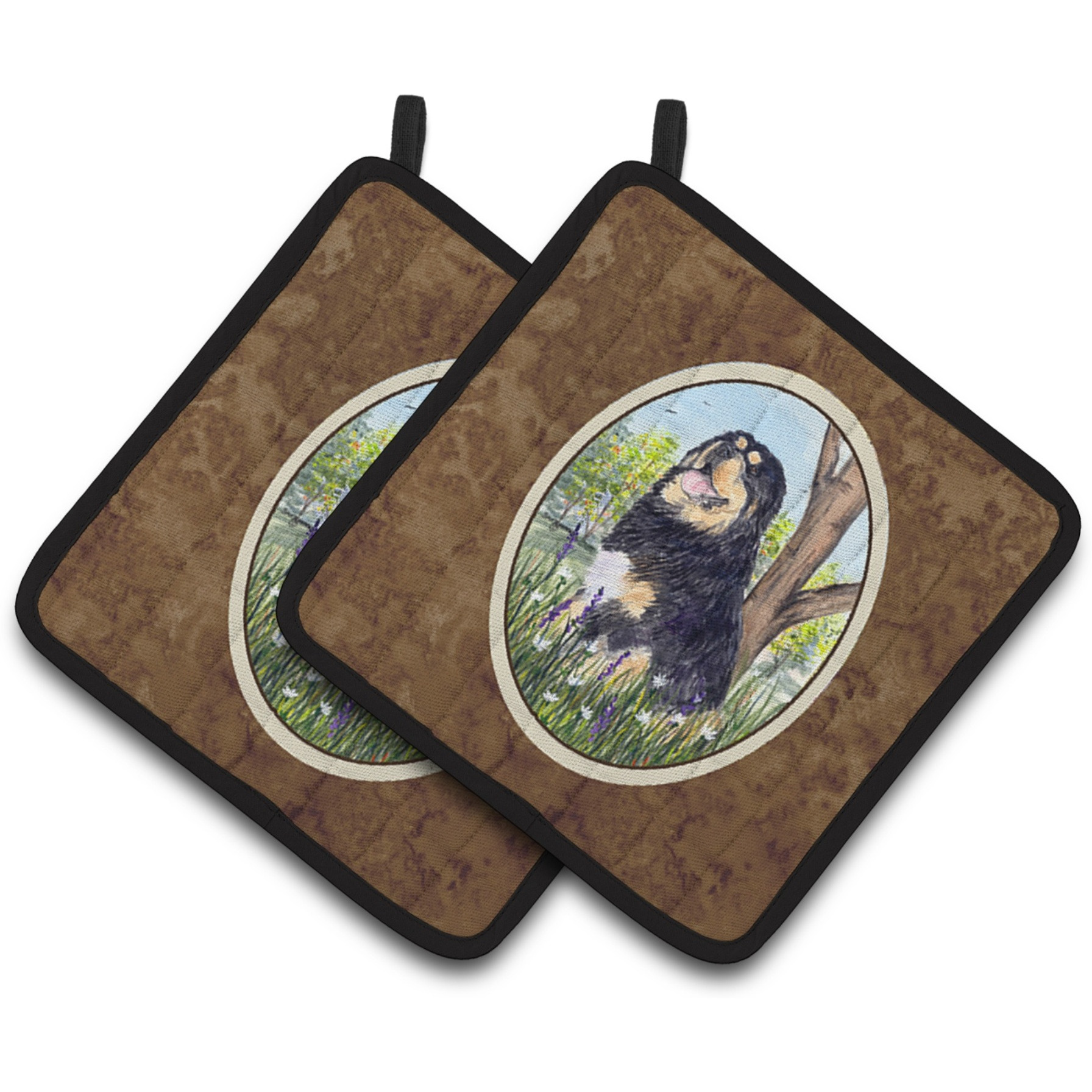 &quotCaroline's Treasures Tibetan Mastiff Pair of Pot Holders SS8106PTHD, 7.5HX7.5W, Multicolor"