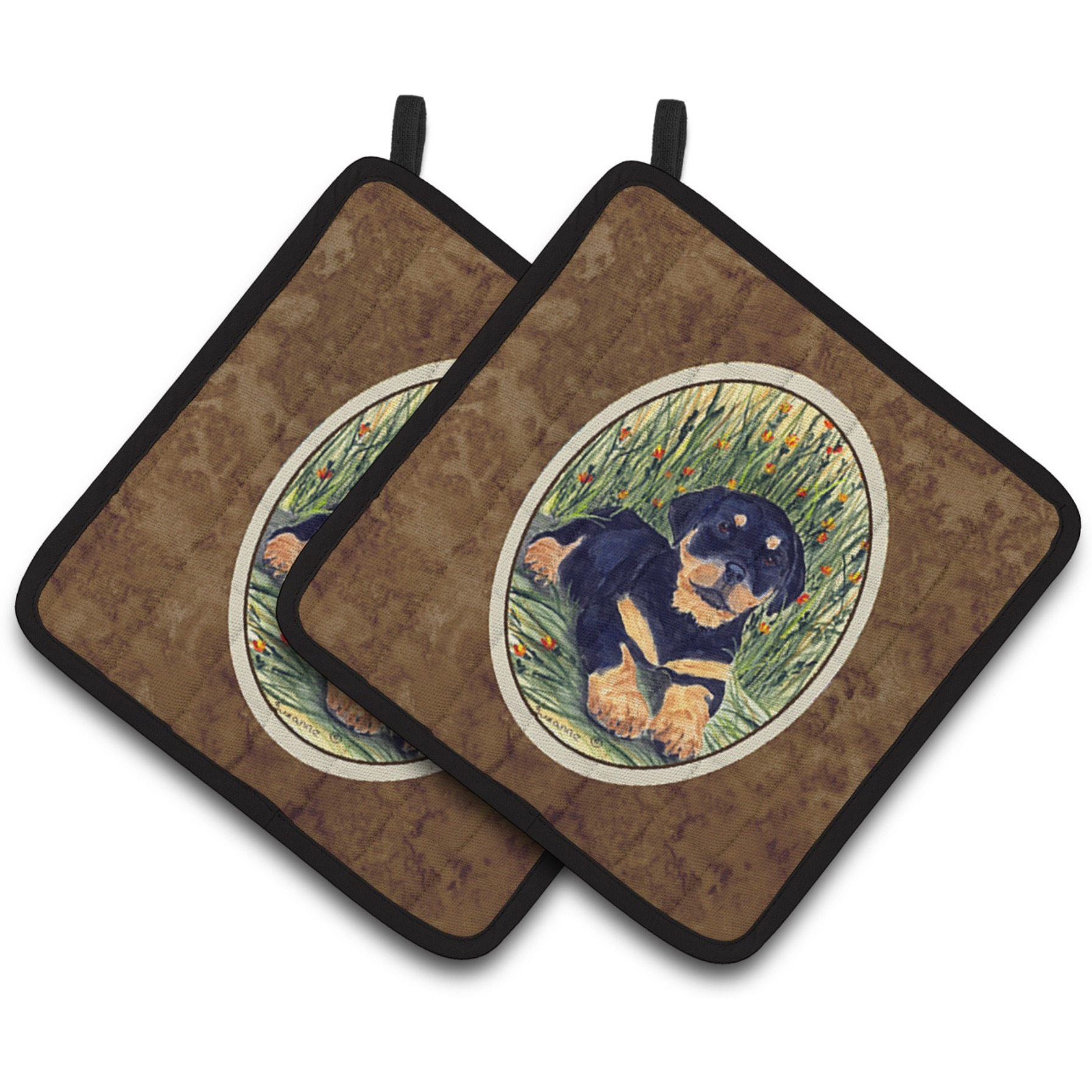 &quotCaroline's Treasures Rottweiler Pair of Pot Holders SS8107PTHD, 7.5HX7.5W, Multicolor"