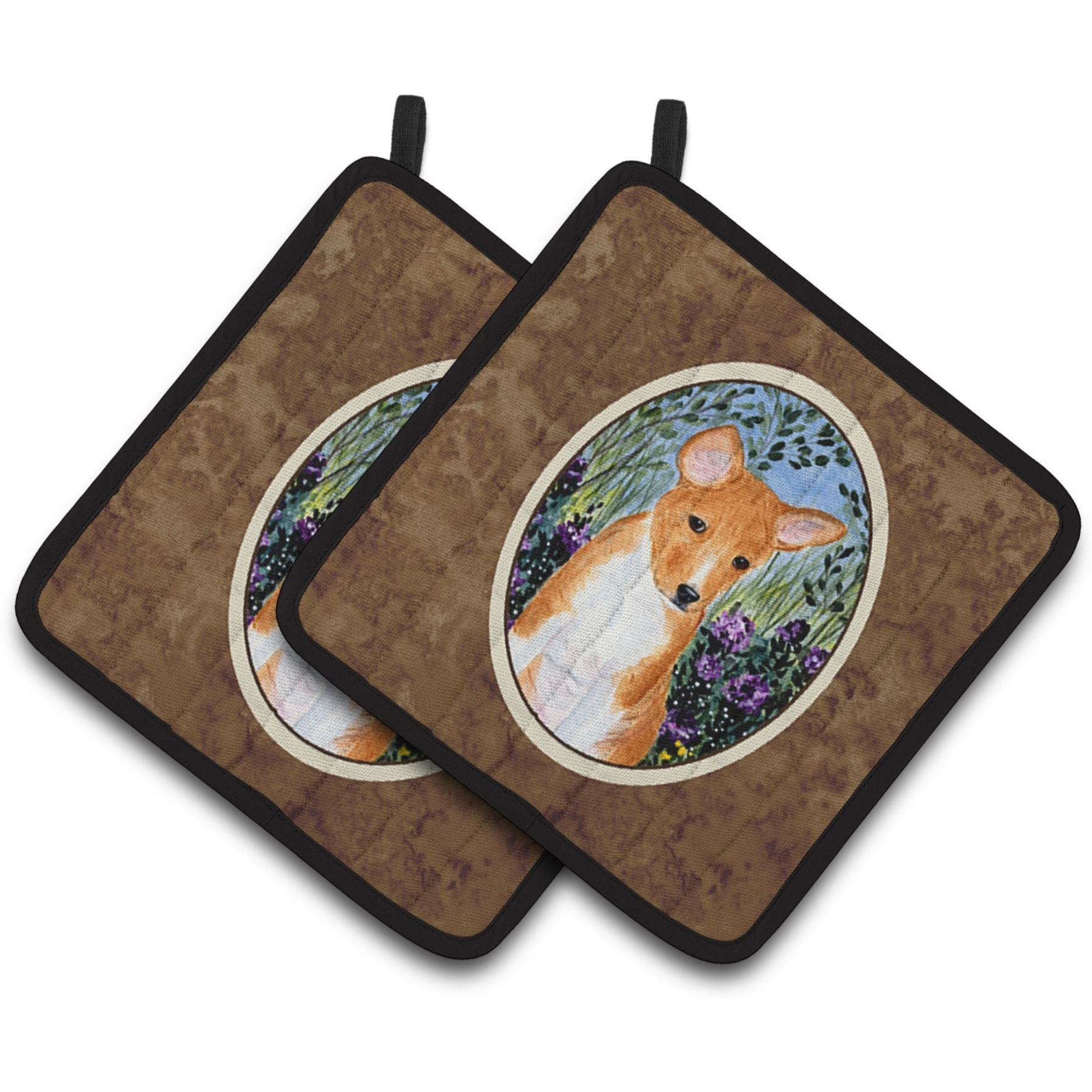 &quotCaroline's Treasures Basenji Pair of Pot Holders SS8108PTHD, 7.5HX7.5W, Multicolor"