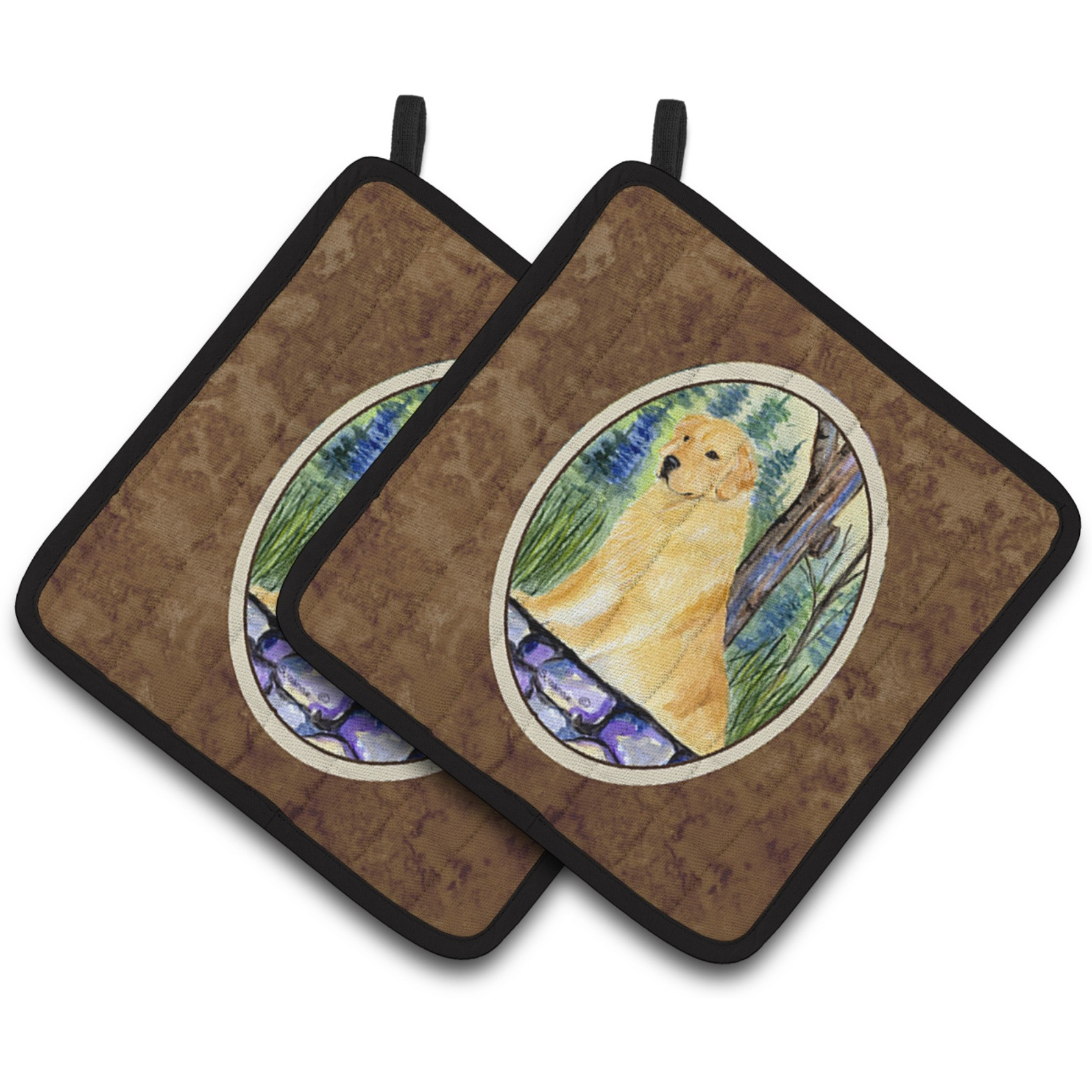 &quotCaroline's Treasures Golden Retriever Pair of Pot Holders SS8111PTHD, 7.5HX7.5W, Multicolor"