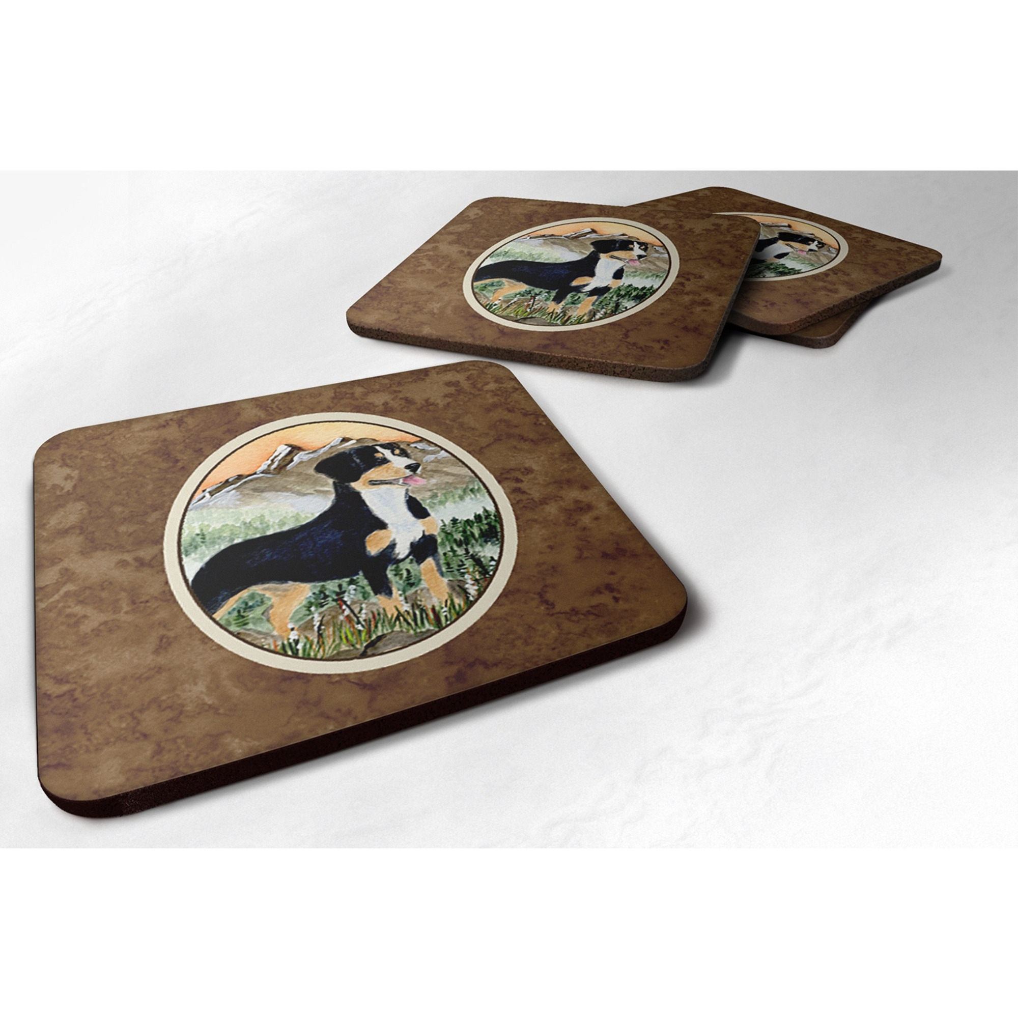 &quotCaroline's Treasures SS8119FC Entlebucher Mountain Dog Foam Coasters (Set of 4), 3.5"" H x 3.5"" W, Multicolor"