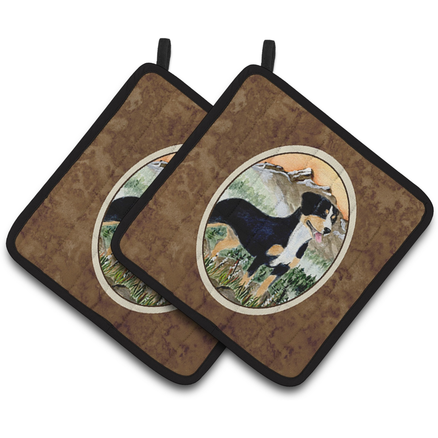 &quotCaroline's Treasures Entlebucher Mountain Dog Pair of Pot Holders SS8119PTHD, 7.5HX7.5W, Multicolor"