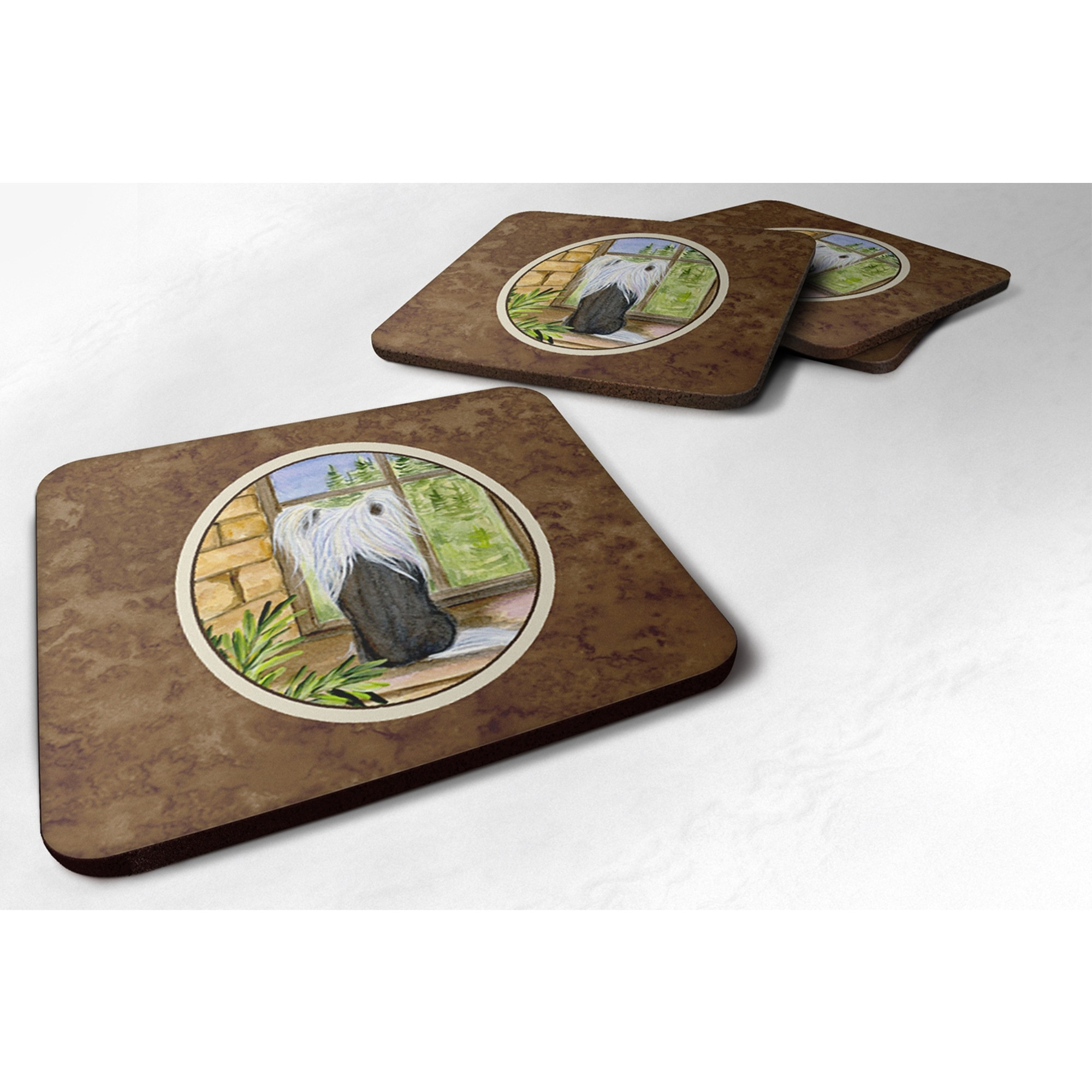 &quotCaroline's Treasures SS8121FC Chinese Crested Foam Coasters (Set of 4), 3.5"" H x 3.5"" W, Multicolor"