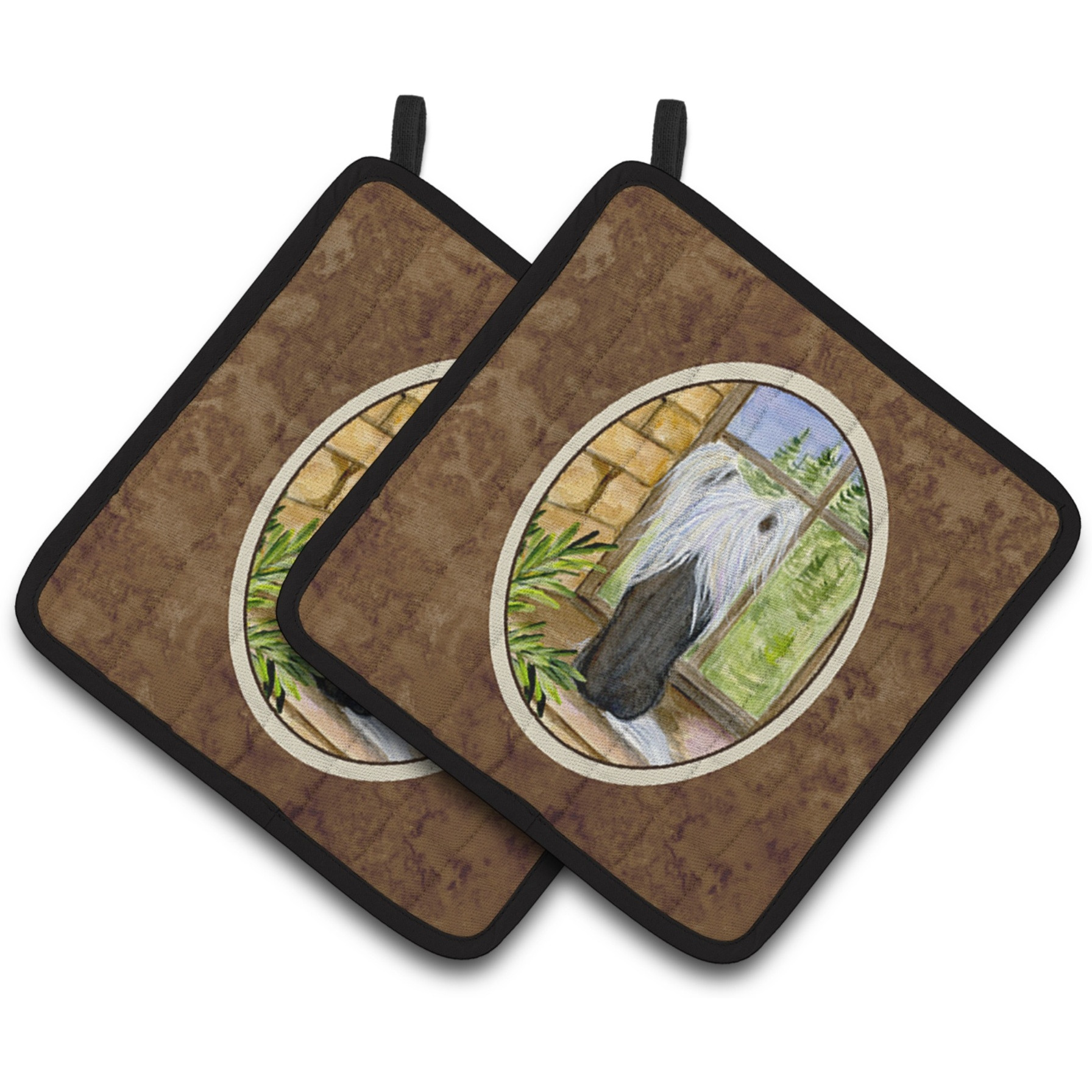 &quotCaroline's Treasures Chinese Crested Pair of Pot Holders SS8121PTHD, 7.5HX7.5W, Multicolor"