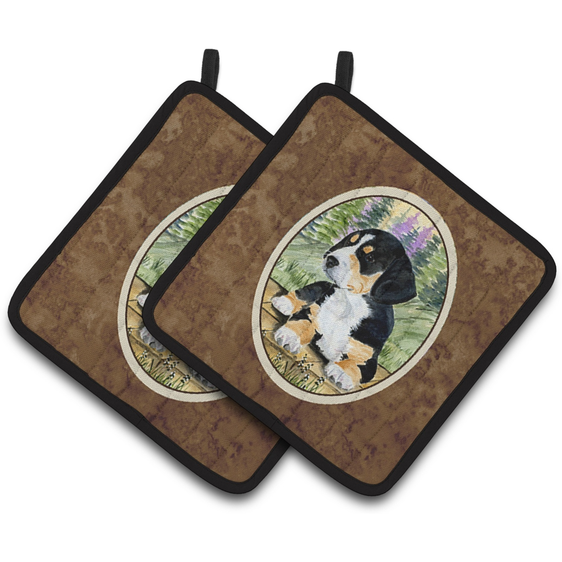 &quotCaroline's Treasures Entlebucher Mountain Dog Pair of Pot Holders SS8132PTHD, 7.5HX7.5W, Multicolor"