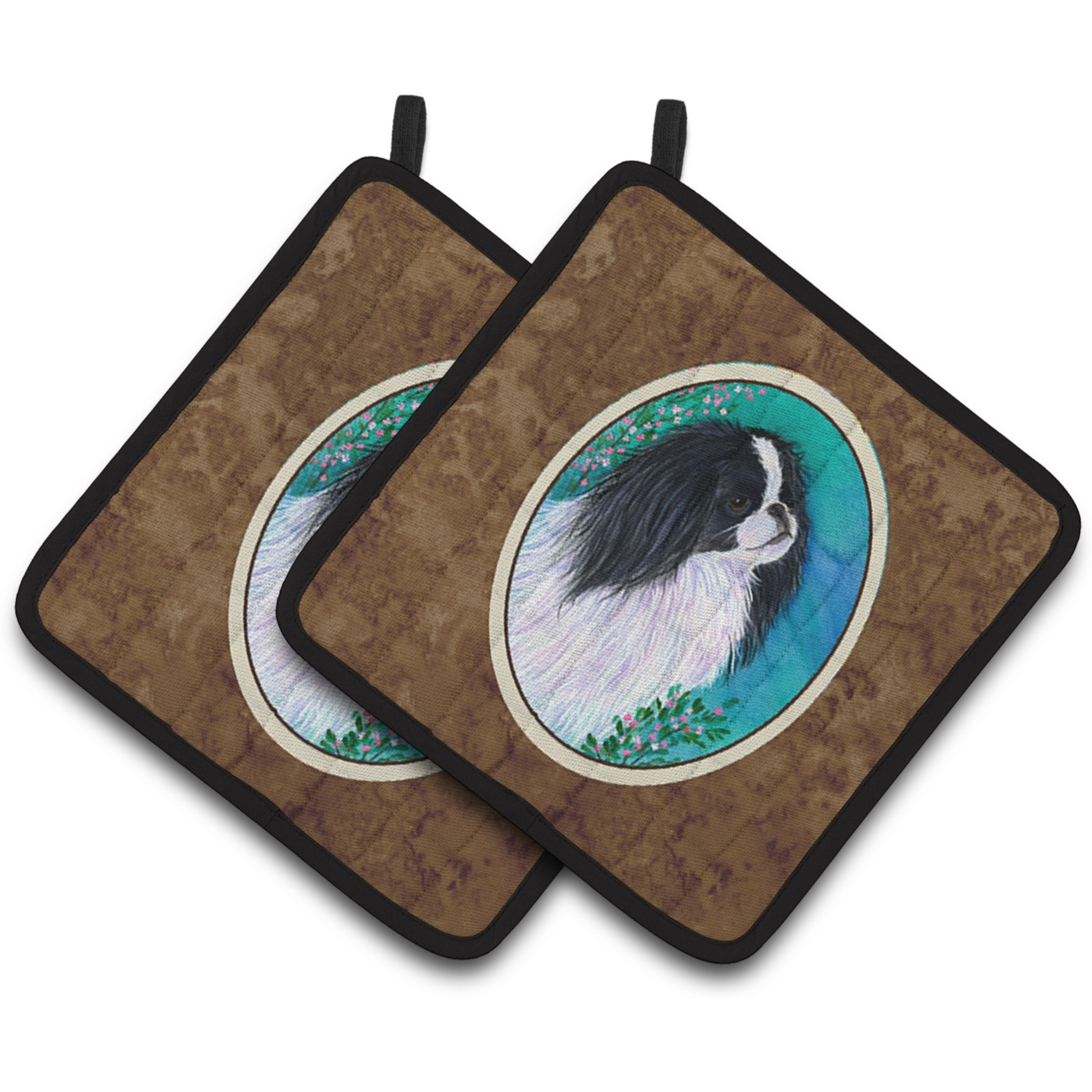 &quotCaroline's Treasures Japanese Chin Pair of Pot Holders SS8134PTHD, 7.5HX7.5W, Multicolor"