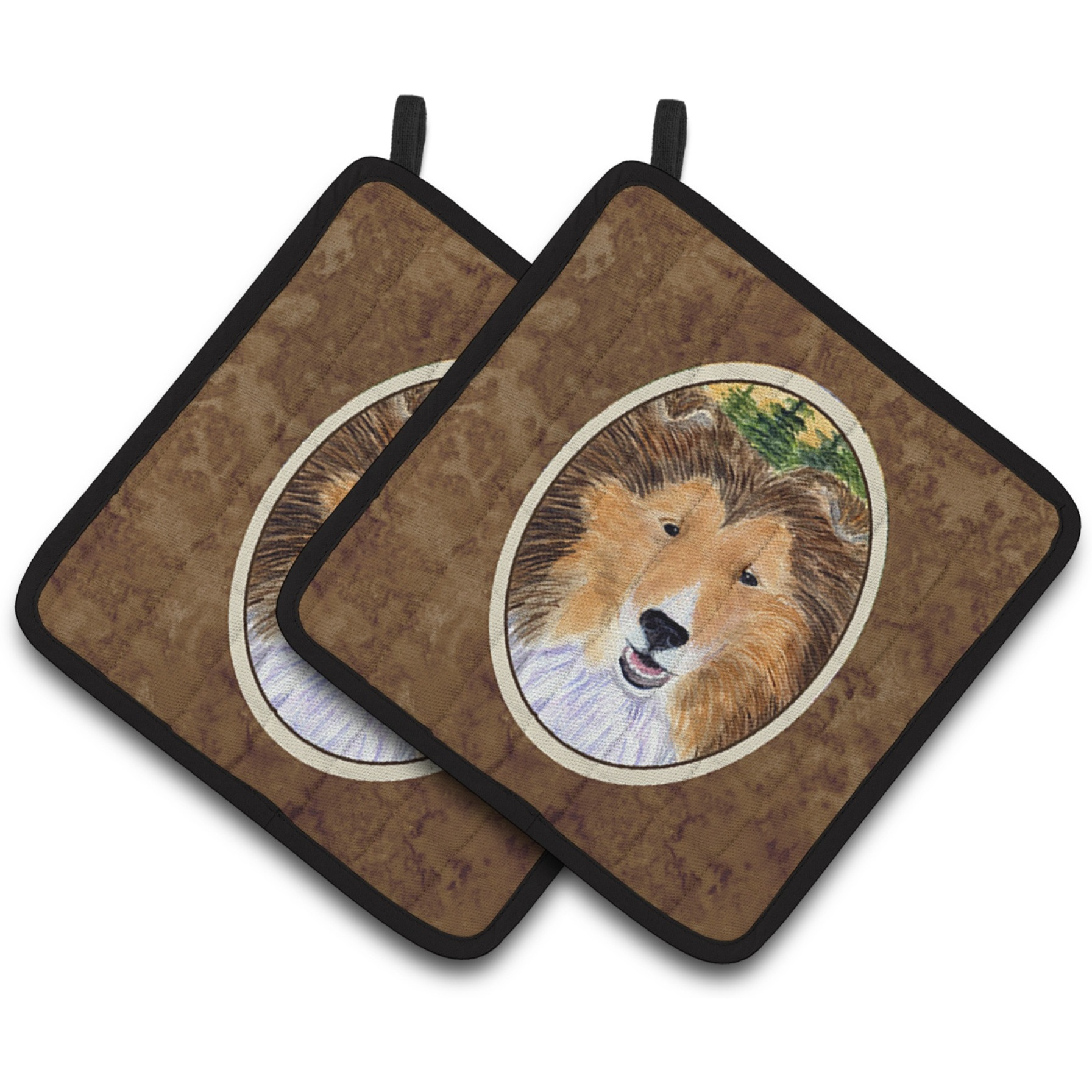 &quotCaroline's Treasures Sheltie Pair of Pot Holders SS8141PTHD, 7.5HX7.5W, Multicolor"