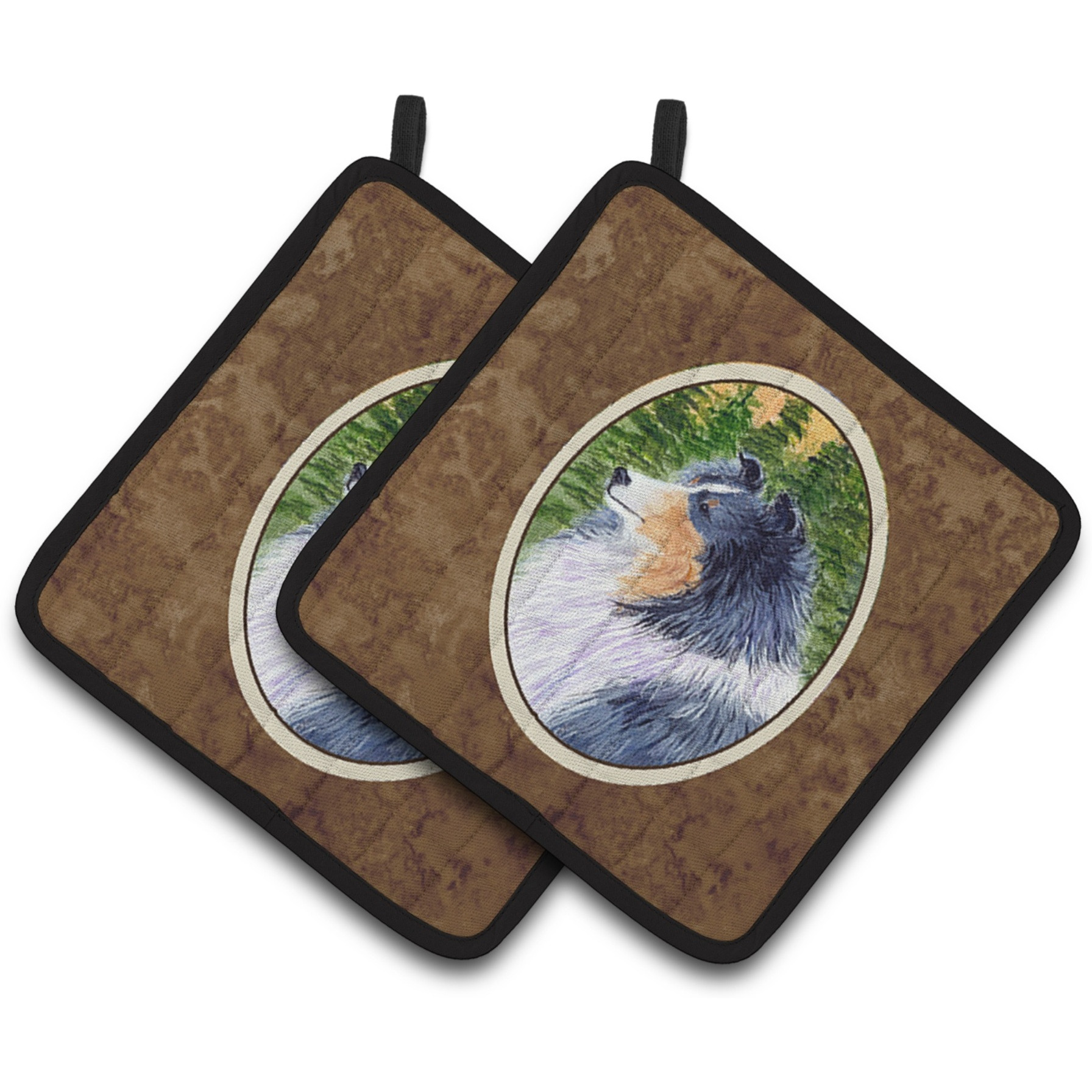 &quotCaroline's Treasures Sheltie Pair of Pot Holders SS8142PTHD, 7.5HX7.5W, Multicolor"