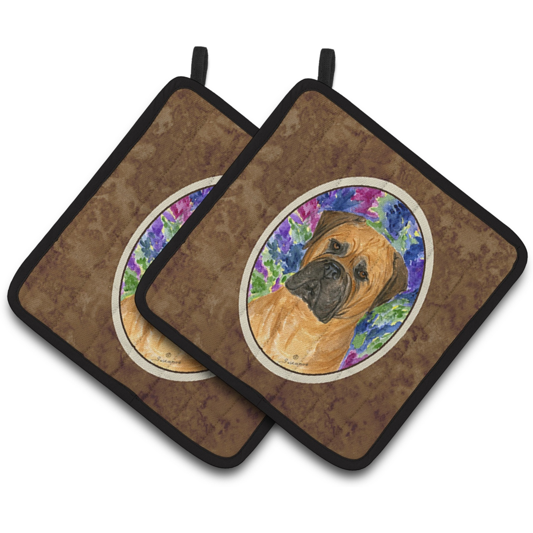 &quotCaroline's Treasures Bullmastiff Pair of Pot Holders SS8155PTHD, 7.5HX7.5W, Multicolor"