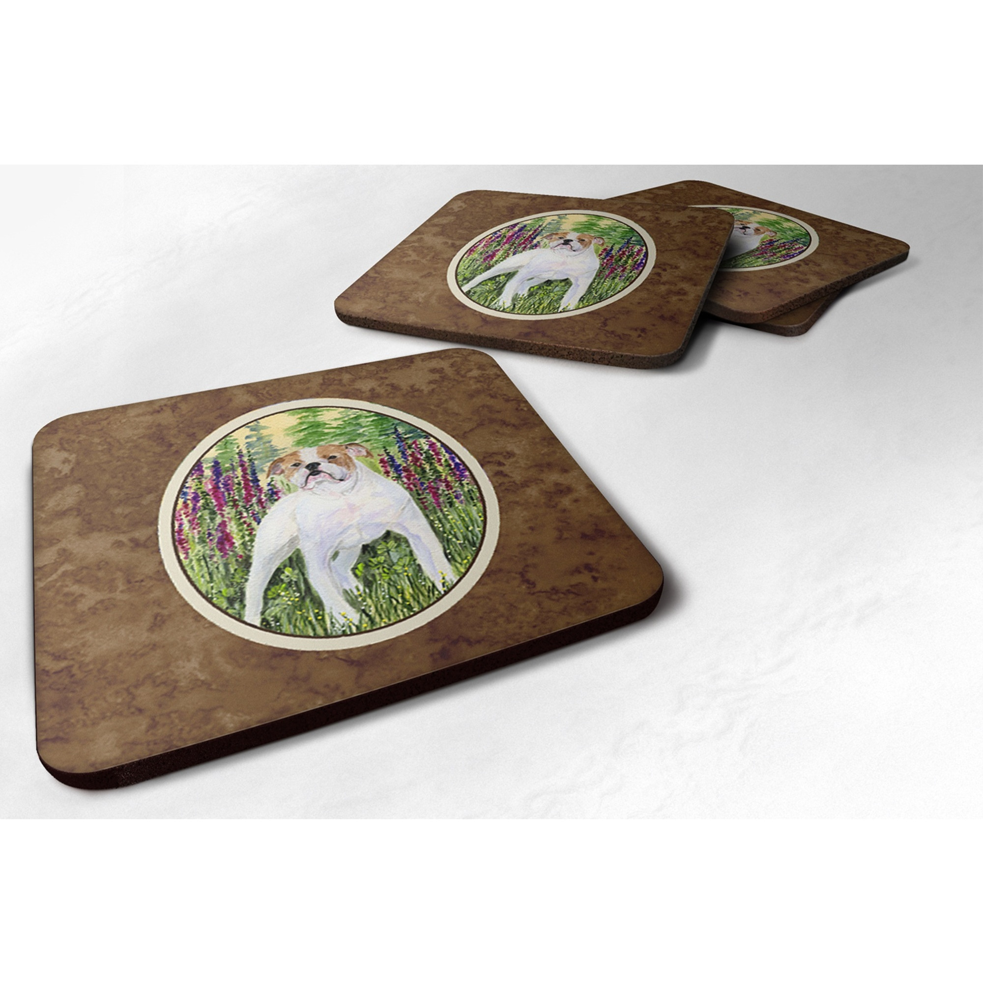 &quotCaroline's Treasures SS8156FC English Bulldog Foam Coasters (Set of 4), 3.5"" H x 3.5"" W, Multicolor"