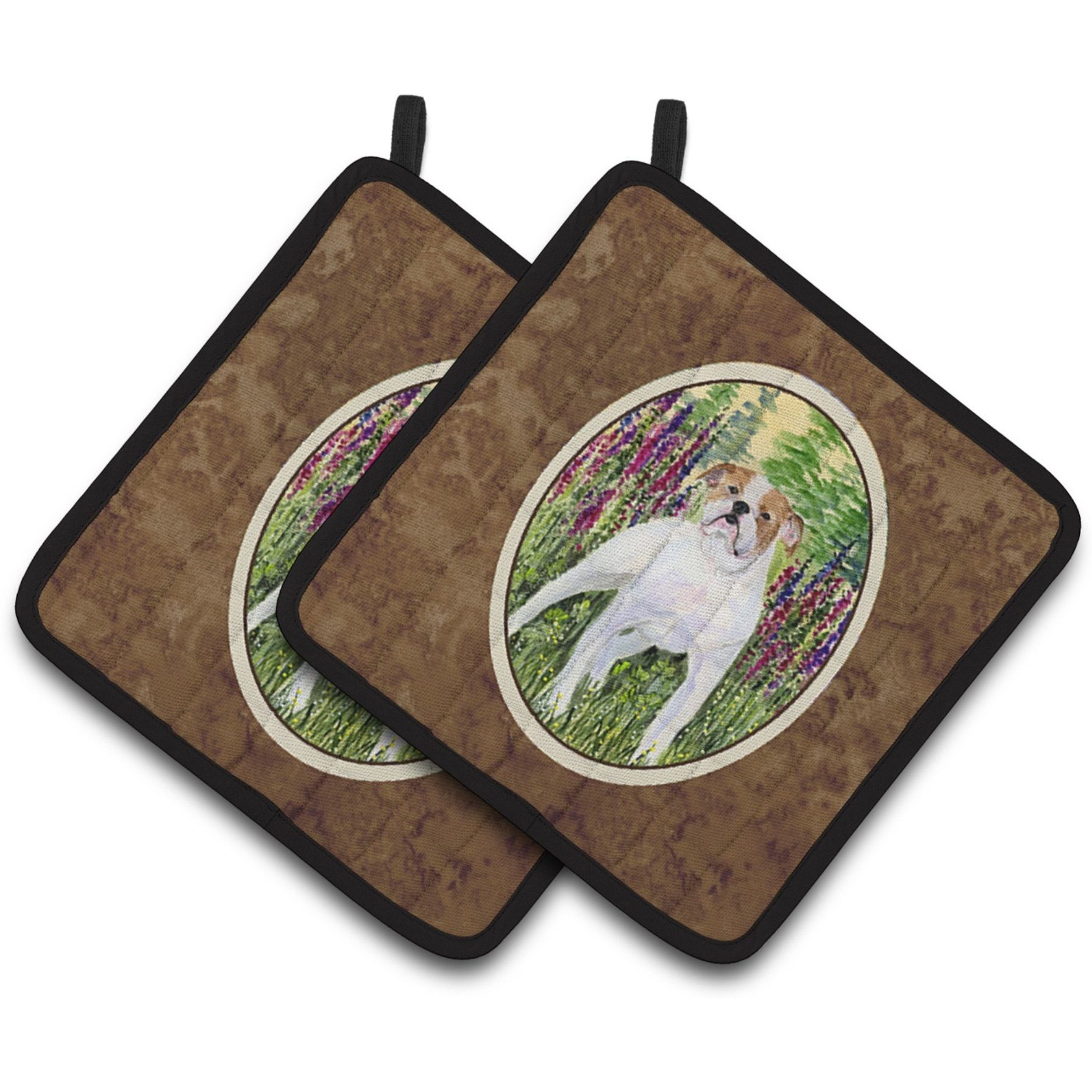 &quotCaroline's Treasures English Bulldog Pair of Pot Holders SS8156PTHD, 7.5HX7.5W, Multicolor"