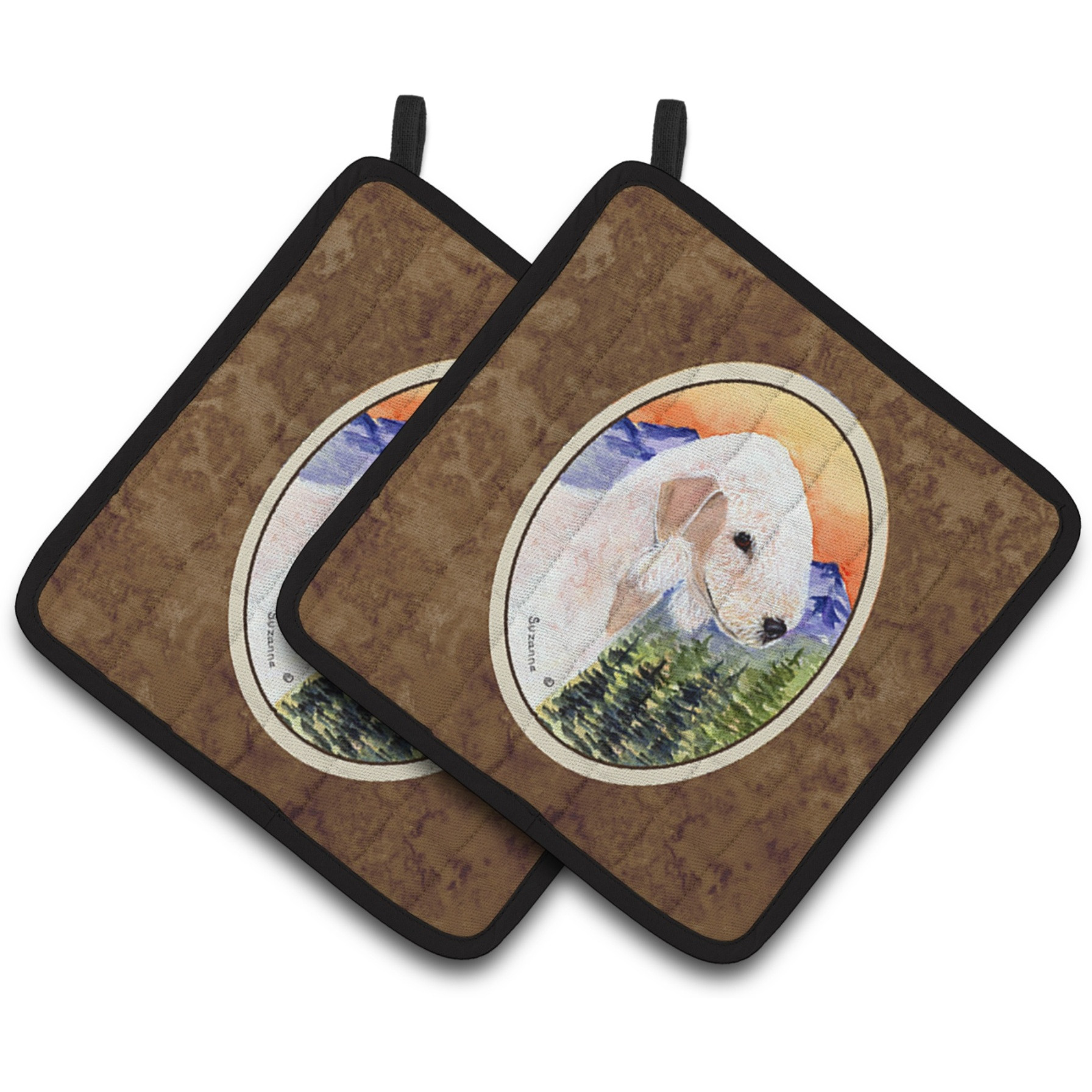 &quotCaroline's Treasures Bedlington Terrier Pair of Pot Holders SS8158PTHD, 7.5HX7.5W, Multicolor"