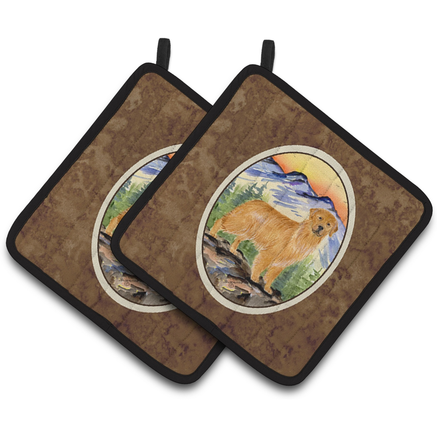 &quotCaroline's Treasures Golden Retriever Pair of Pot Holders SS8163PTHD, 7.5HX7.5W, Multicolor"