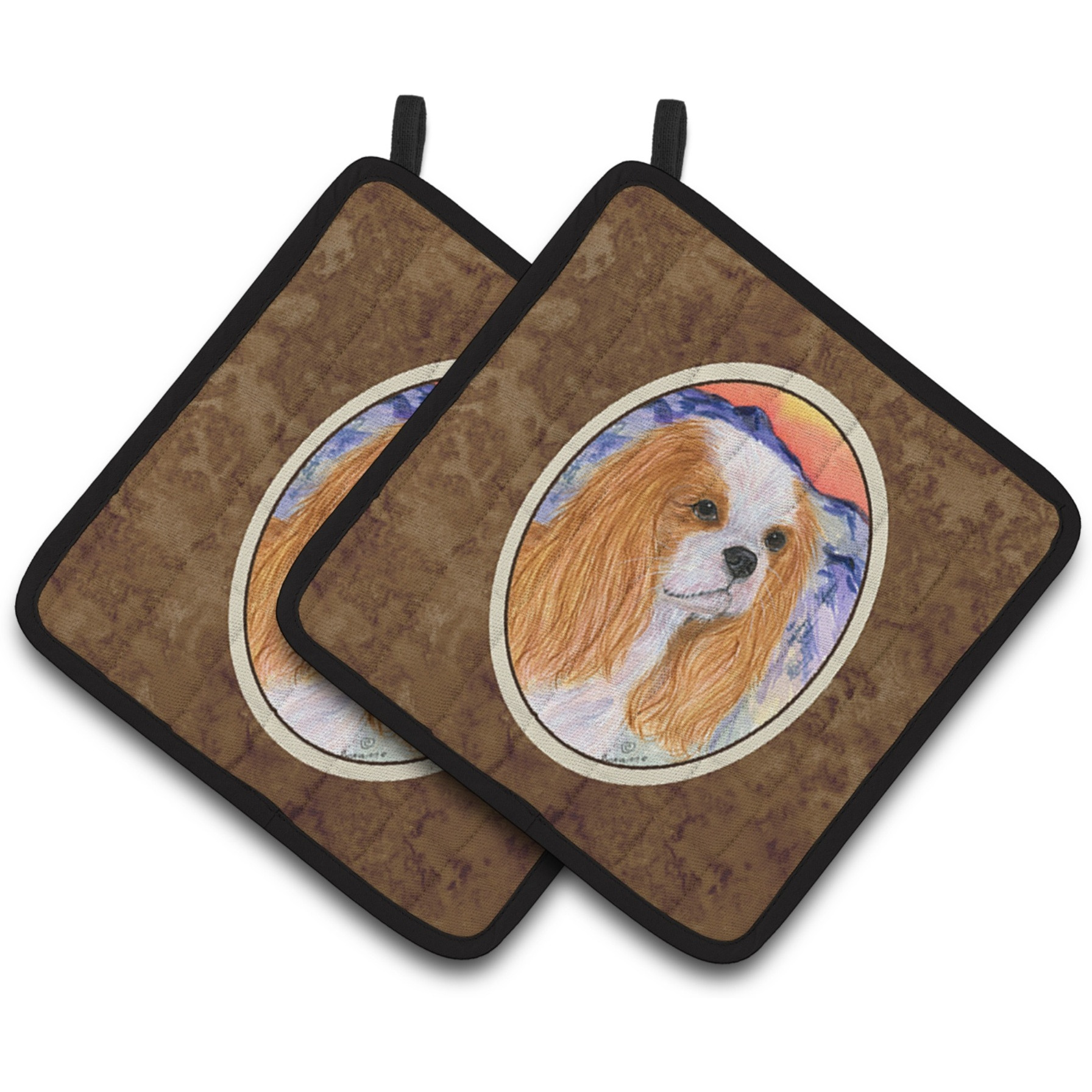 &quotCaroline's Treasures Cavalier Spaniel Pair of Pot Holders SS8164PTHD, 7.5HX7.5W, Multicolor"