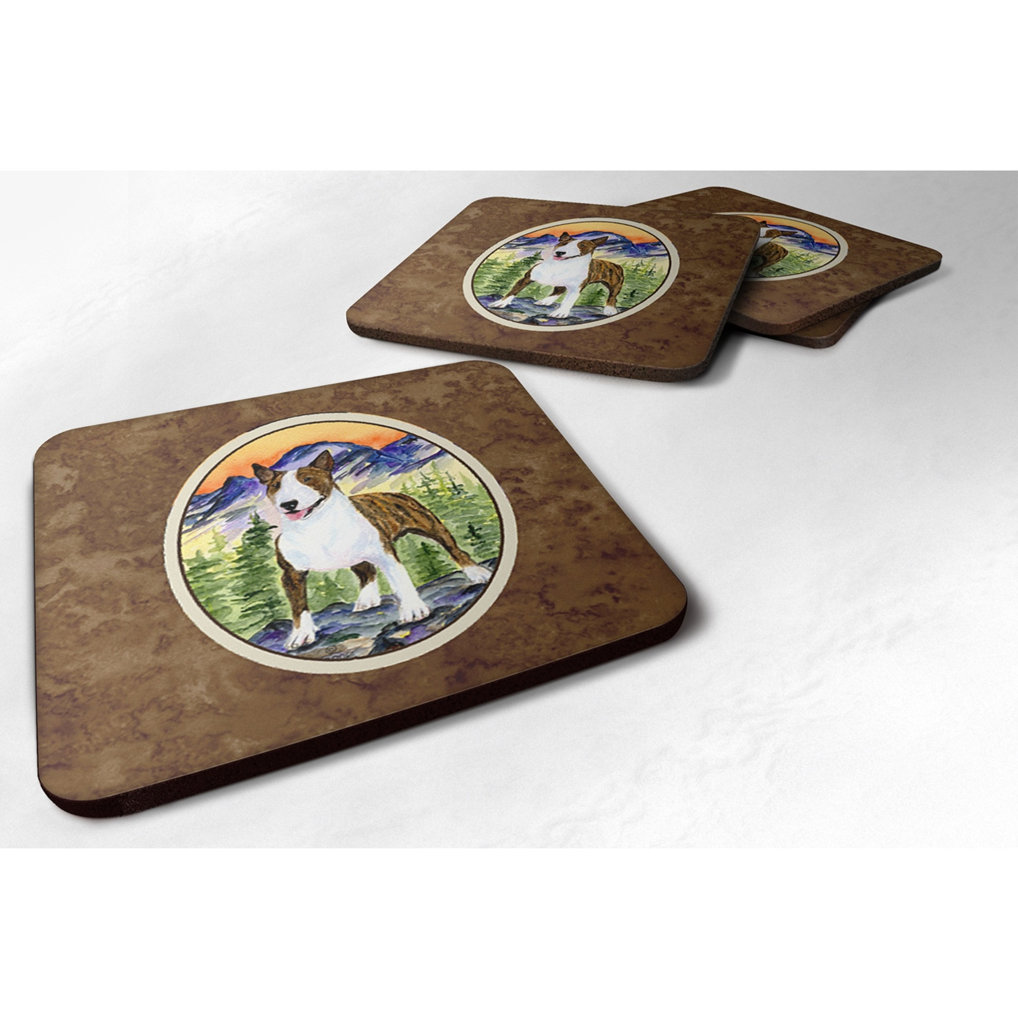 &quotCaroline's Treasures SS8167FC Bull Terrier Foam Coasters (Set of 4), 3.5"" H x 3.5"" W, Multicolor"