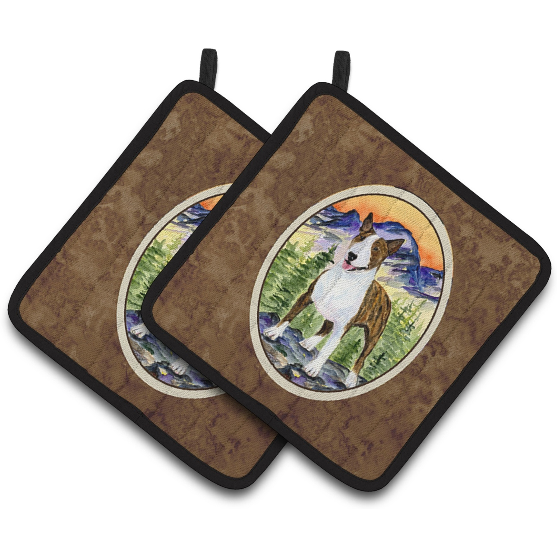 &quotCaroline's Treasures Bull Terrier Pair of Pot Holders SS8167PTHD, 7.5HX7.5W, Multicolor"