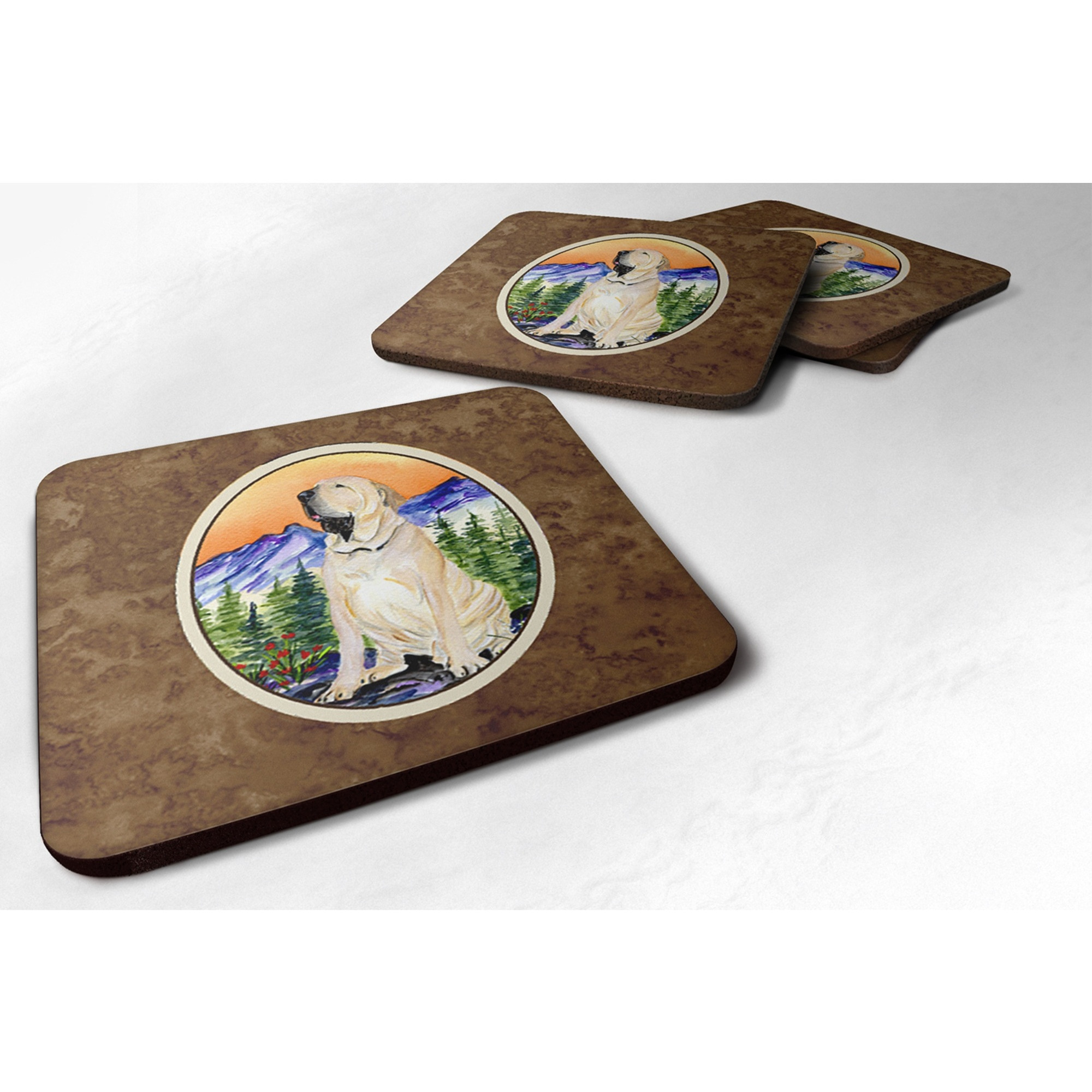 &quotCaroline's Treasures SS8169FC Brazilian Mastiff/Fila Brasileiro Foam Coasters (Set of 4), 3.5"" H x 3.5"" W, Multicolor"