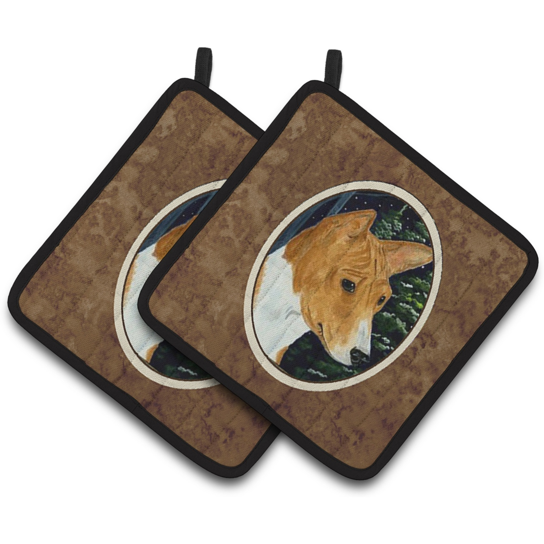 &quotCaroline's Treasures Basenji Pair of Pot Holders SS8172PTHD, 7.5HX7.5W, Multicolor"