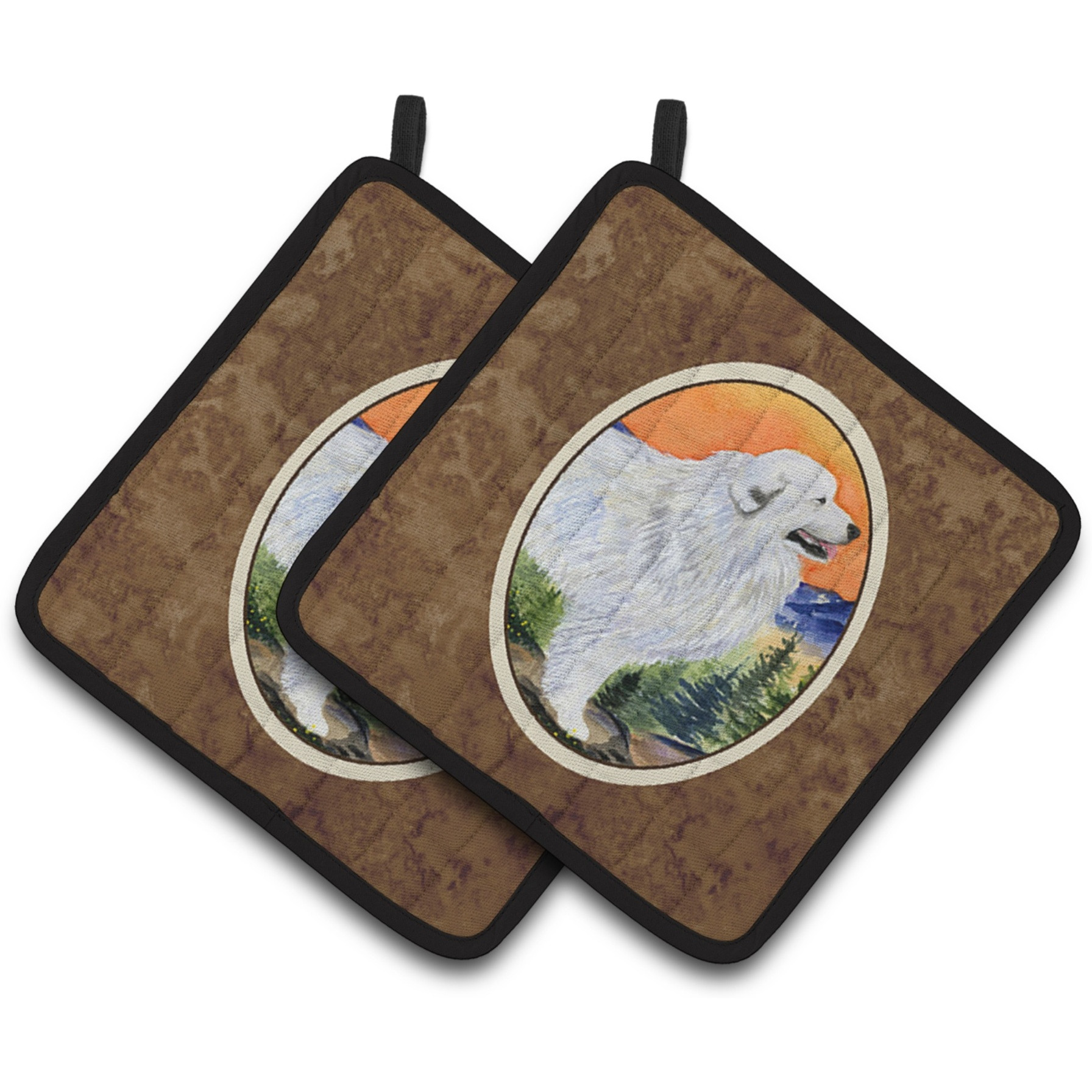 &quotCaroline's Treasures Great Pyrenees Pair of Pot Holders SS8183PTHD, 7.5HX7.5W, Multicolor"
