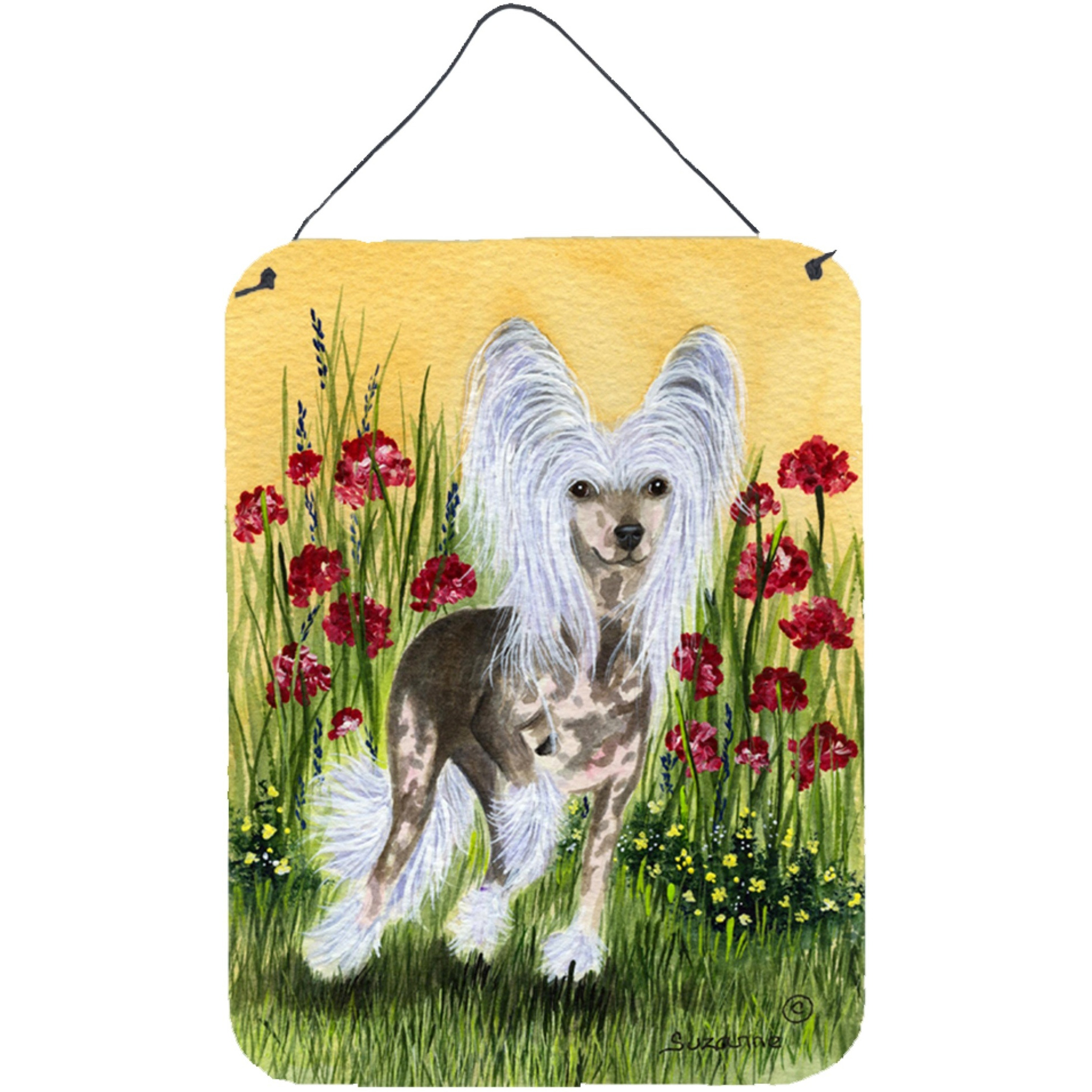 &quotCaroline's Treasures SS8185DS1216 Chinese Crested Aluminium Metal Wall or Door Hanging Prints, 16"" x 12"", Multicolor"