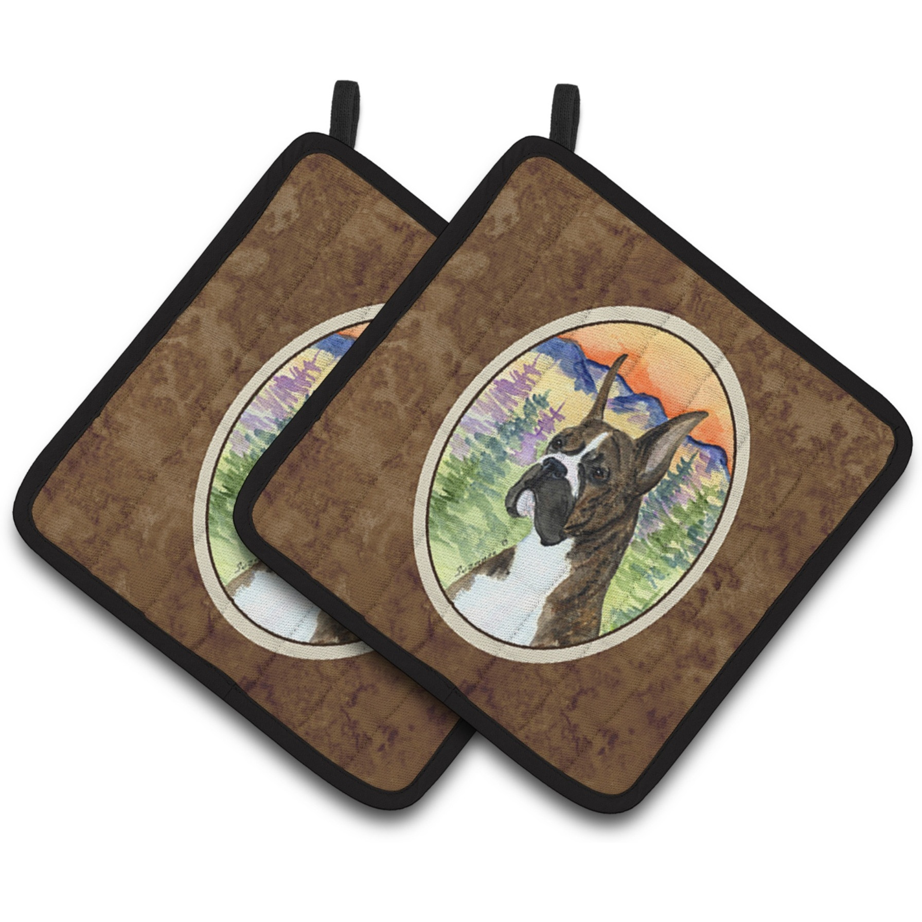 &quotCaroline's Treasures Boxer Pair of Pot Holders SS8199PTHD, 7.5HX7.5W, Multicolor"