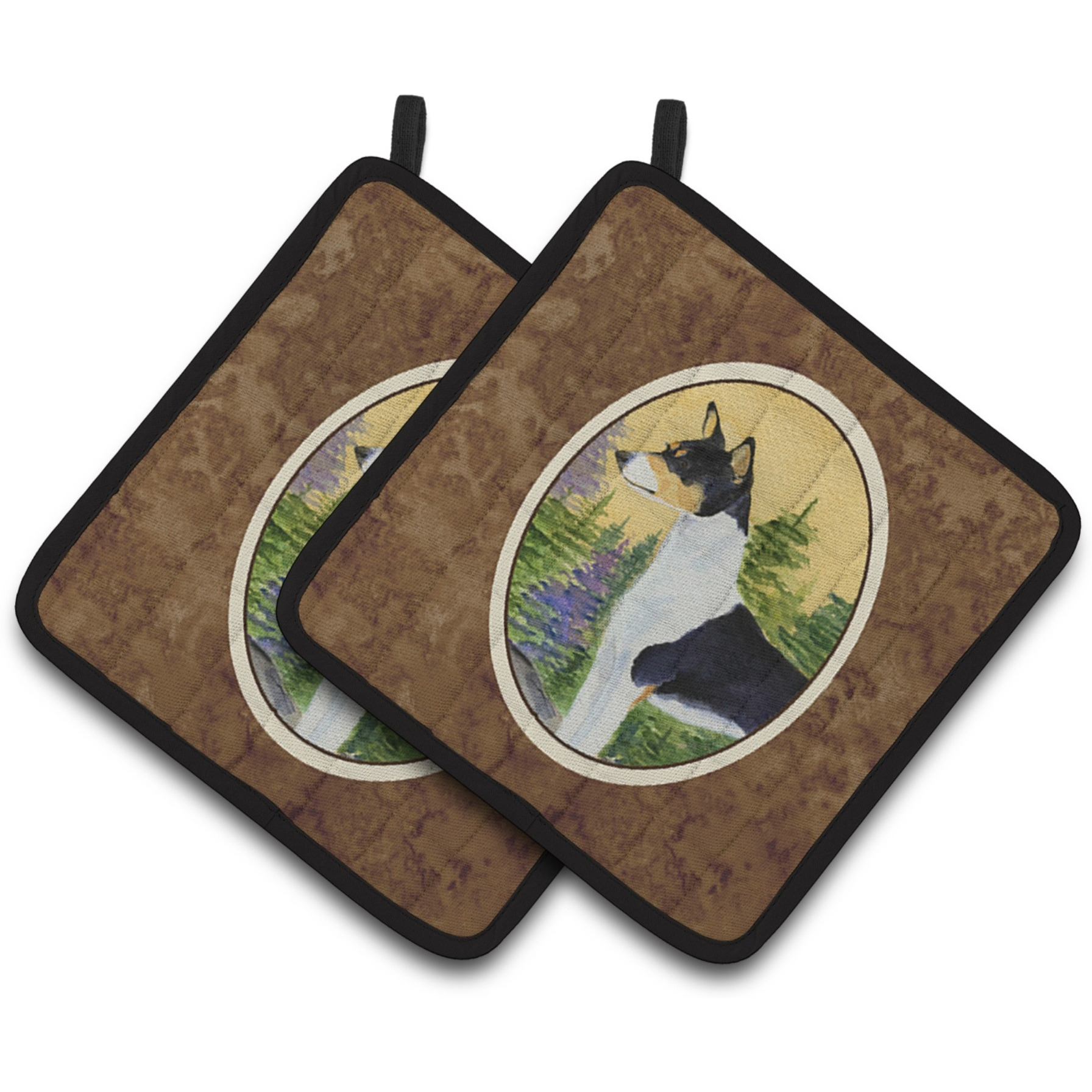 &quotCaroline's Treasures Basenji Pair of Pot Holders SS8201PTHD, 7.5HX7.5W, Multicolor"