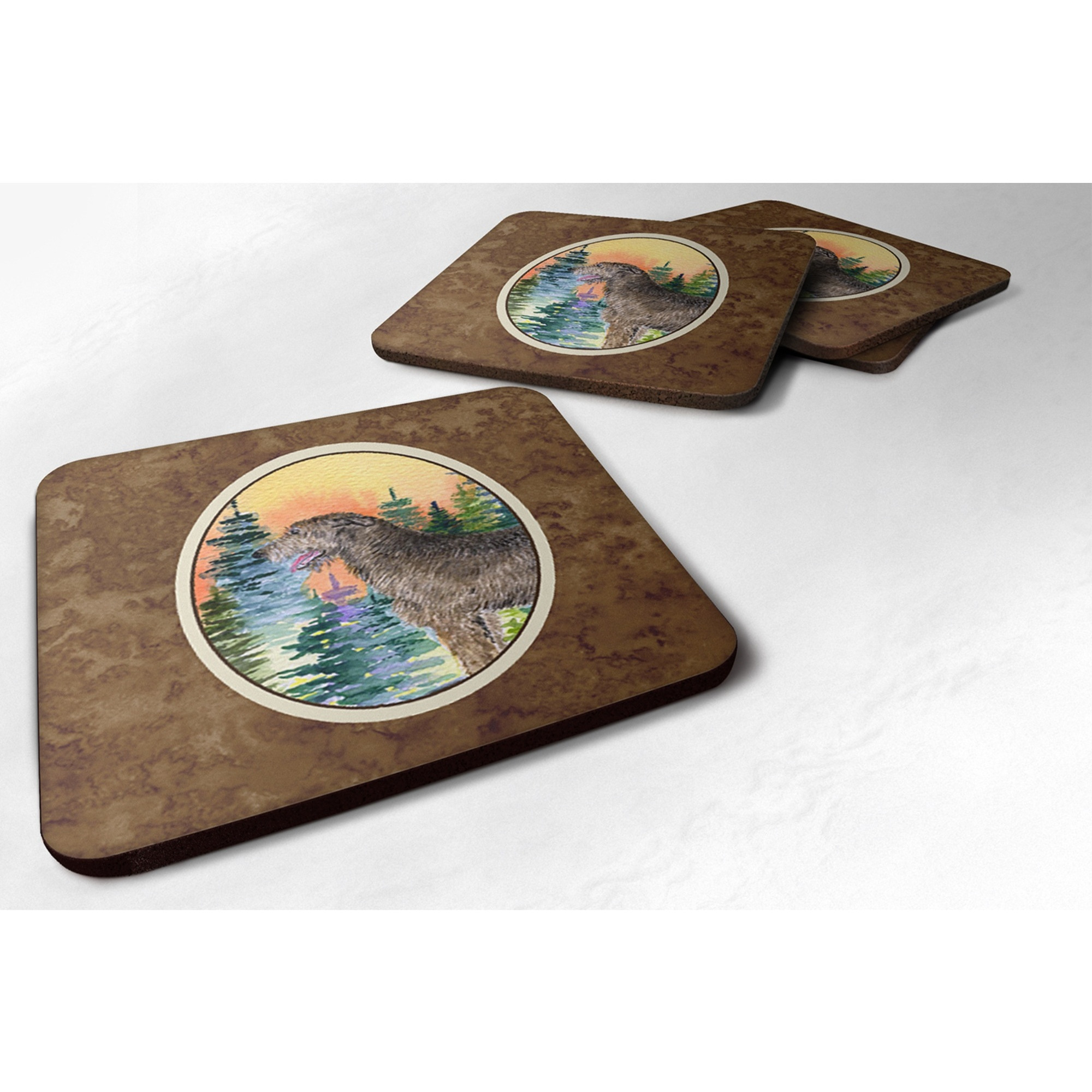 &quotCaroline's Treasures SS8205FC Irish Wolfhound Foam Coasters (Set of 4), 3.5"" H x 3.5"" W, Multicolor"