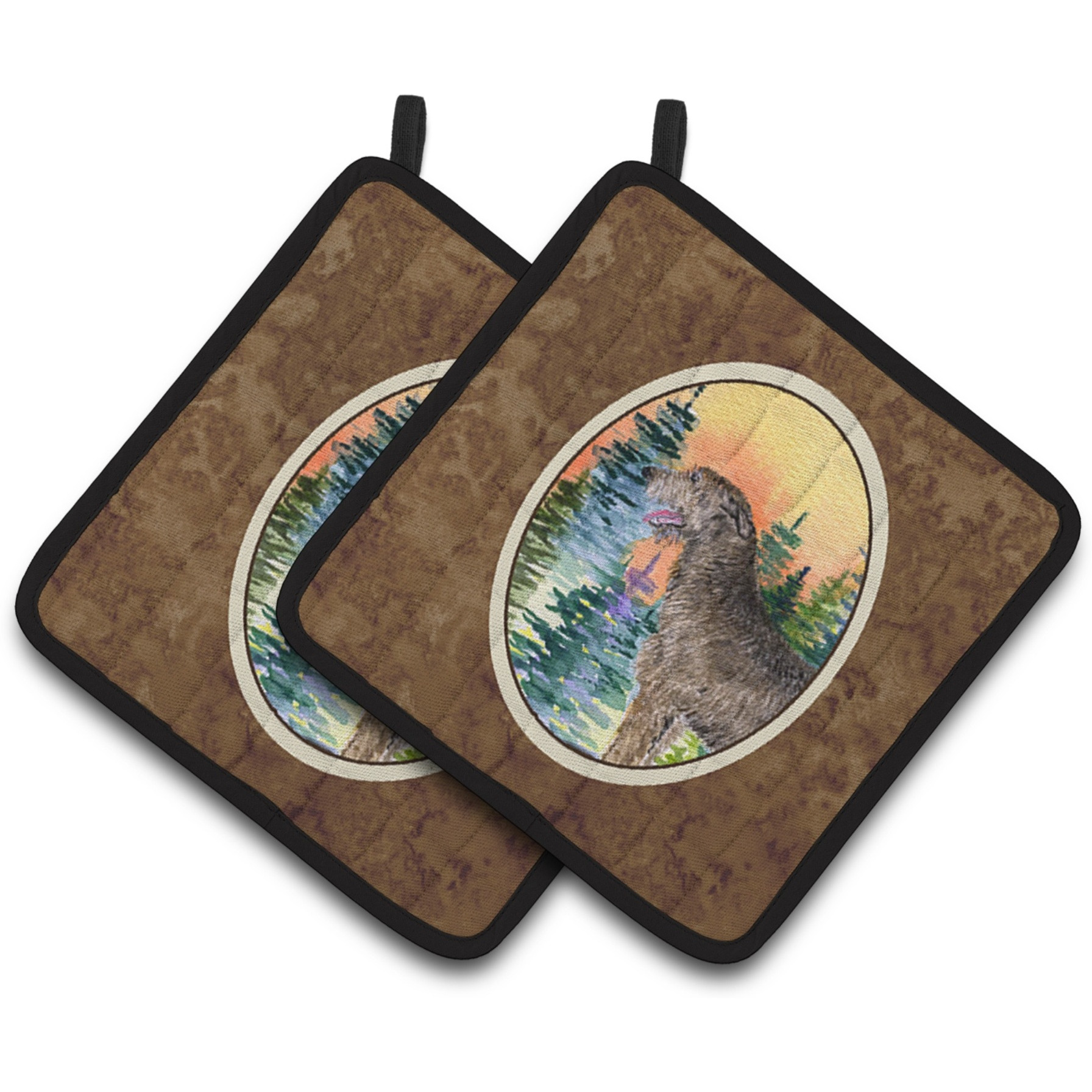 &quotCaroline's Treasures Irish Wolfhound Pair of Pot Holders SS8205PTHD, 7.5HX7.5W, Multicolor"