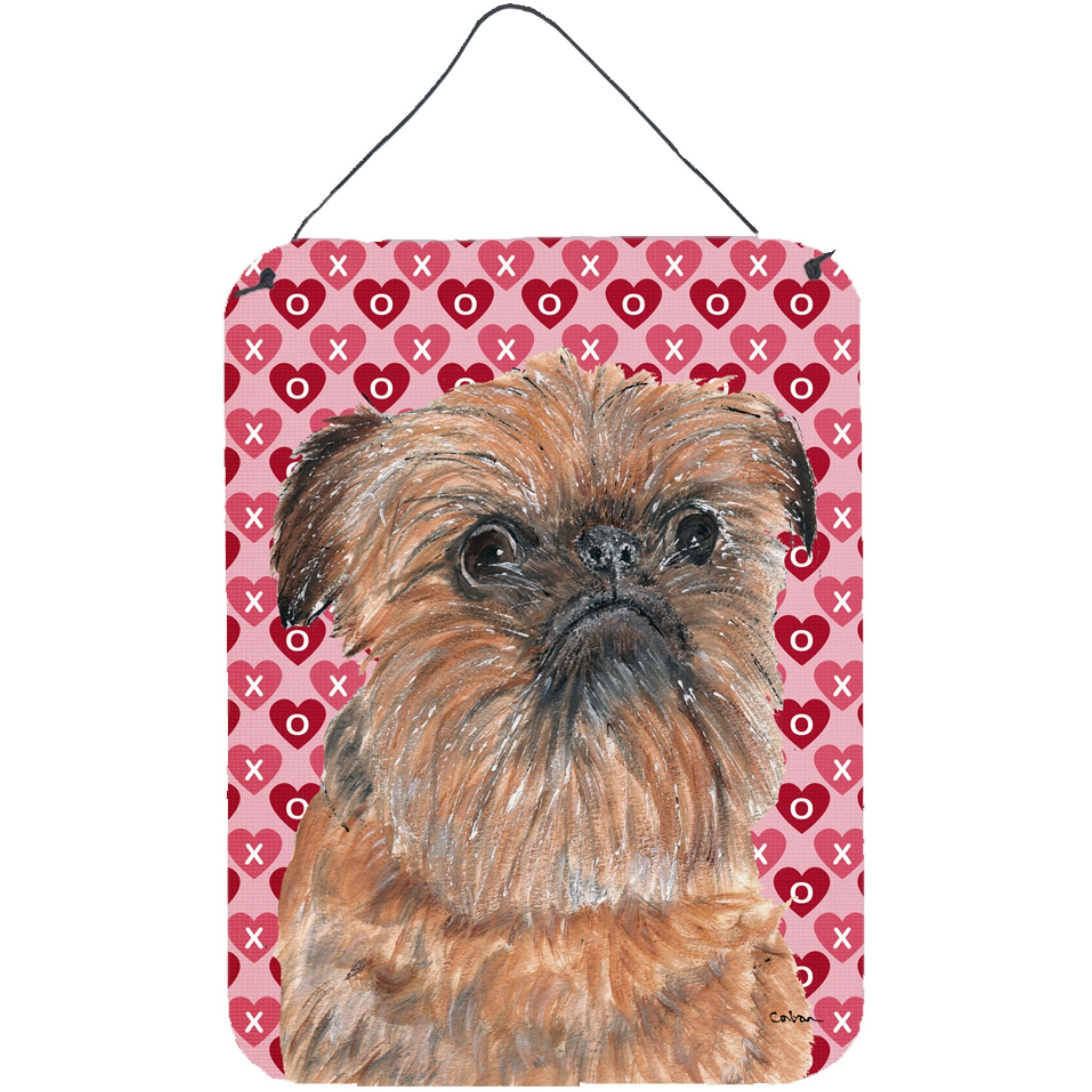 &quotCaroline's Treasures SC9558DS1216 Brussels Griffon Valentine's Love Aluminium Metal Wall or Door Hanging Prints, 16"" x 12"""