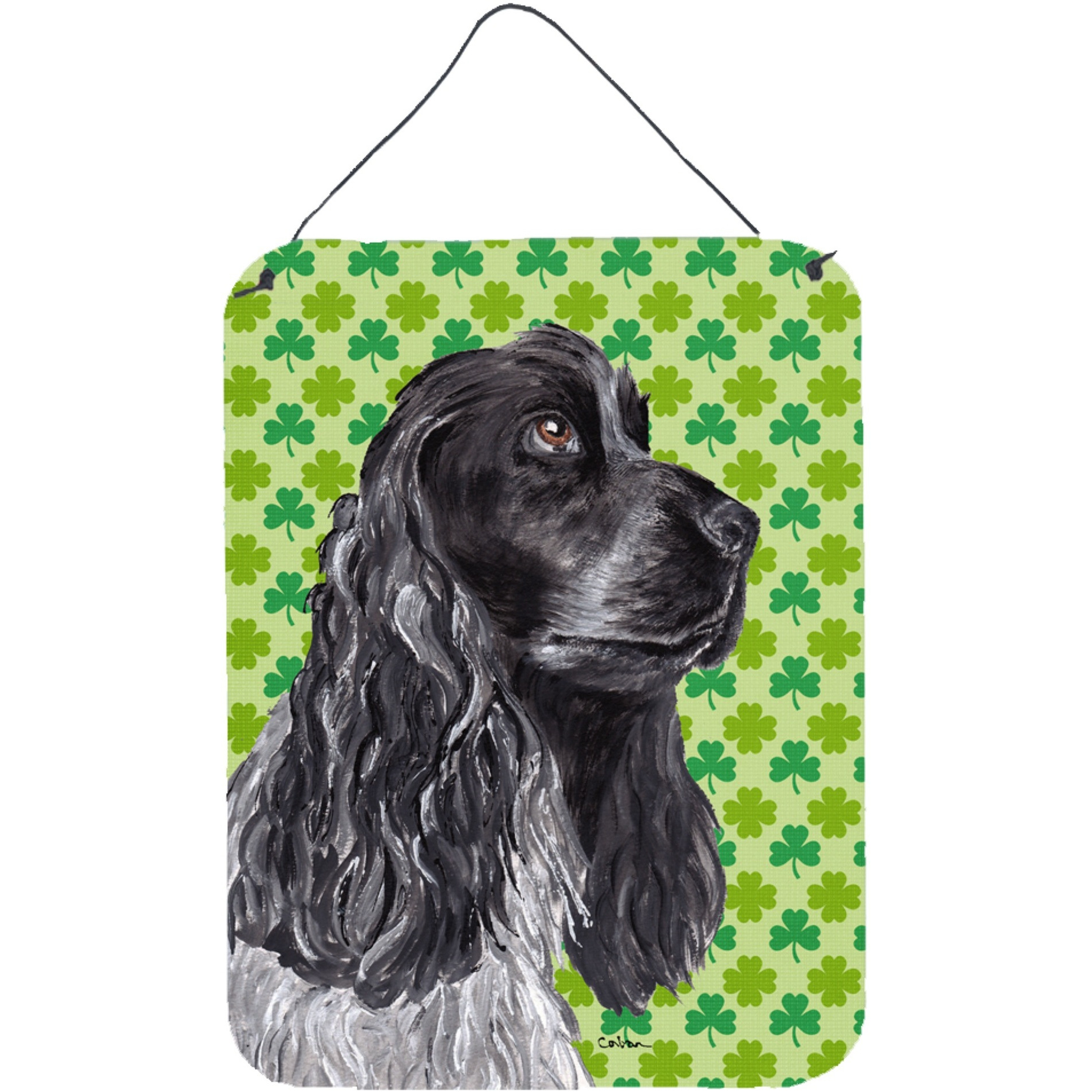 &quotCaroline's Treasures SC9568DS1216 Cocker Spaniel St Patrick's Irish Aluminium Metal Wall or Door Hanging Prints, 16"" x 12"""