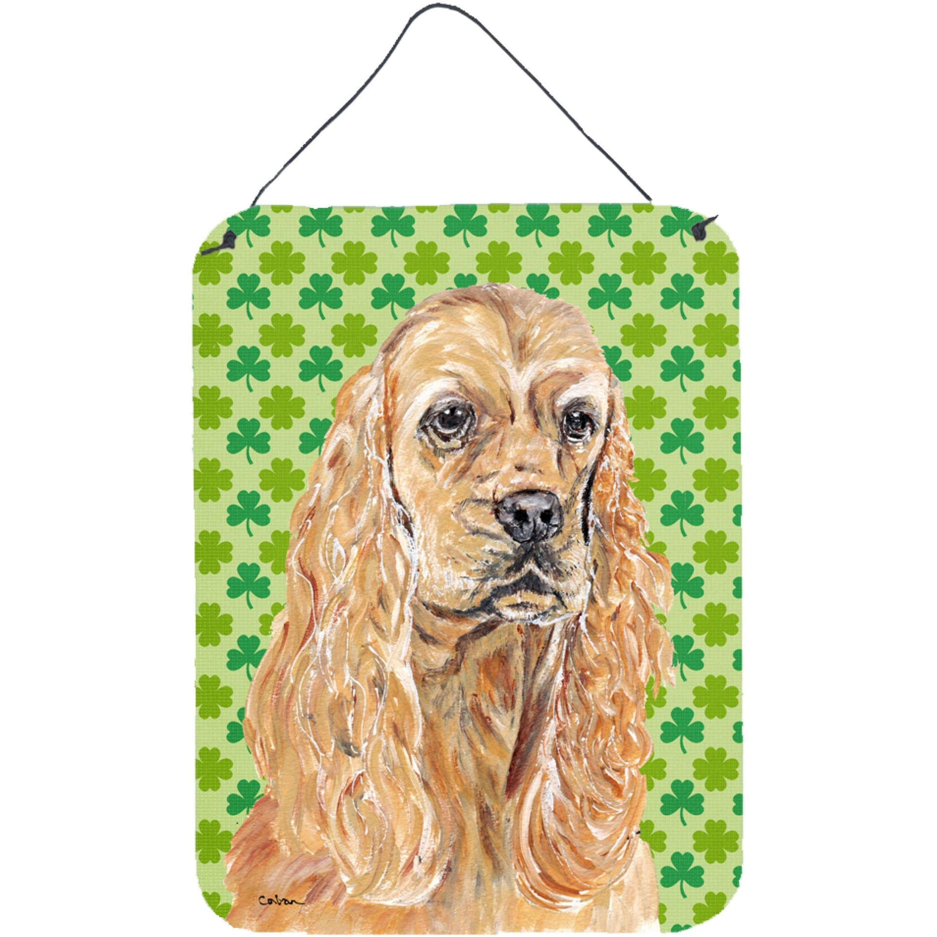 &quotCaroline's Treasures SC9570DS1216 Cocker Spaniel St Patrick's Irish Aluminium Metal Wall or Door Hanging Prints, 16"" x 12"""
