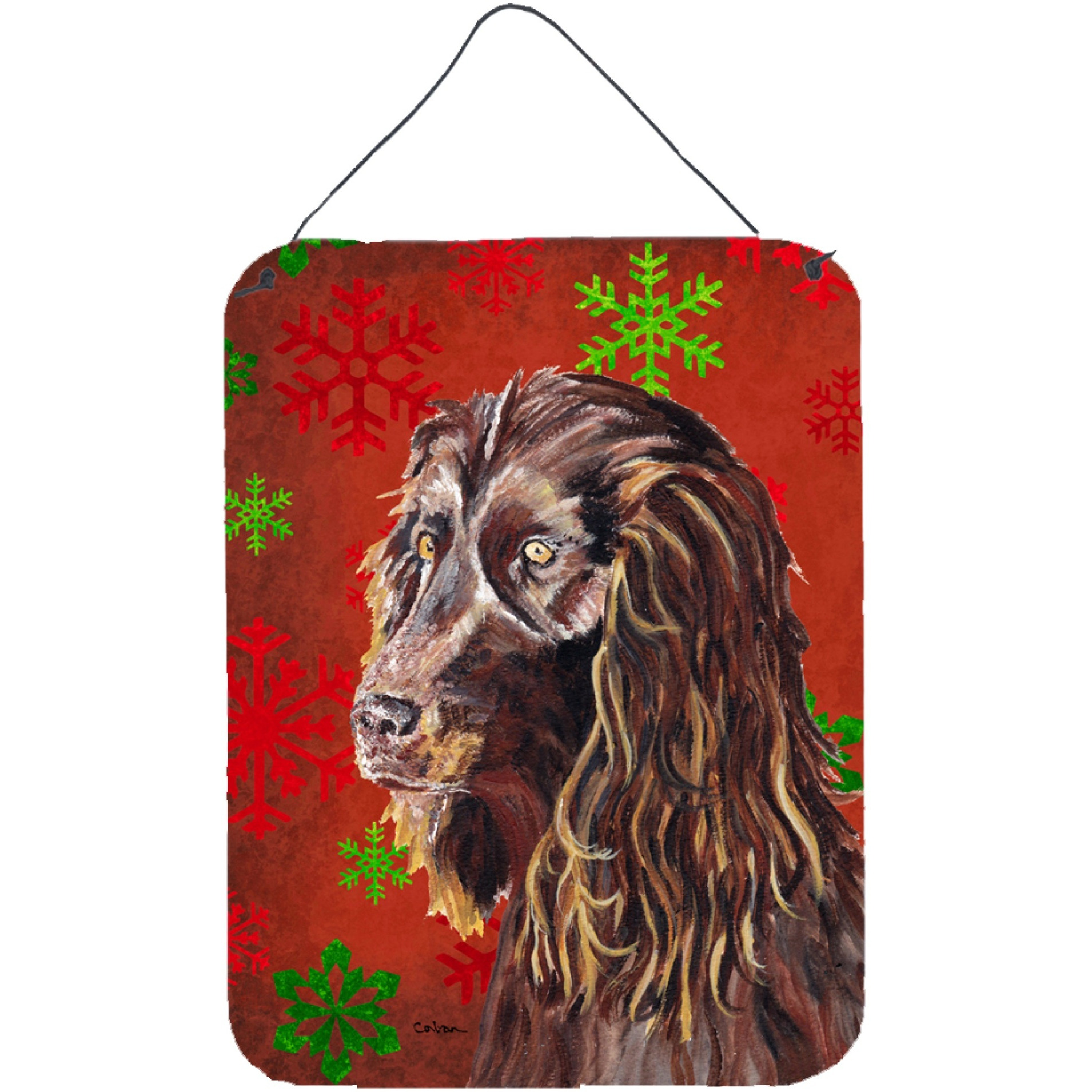 &quotCaroline's Treasures Boykin Spaniel Red Snowflake Christmas Wall or Door Hanging Prints, 16"" x 12"""