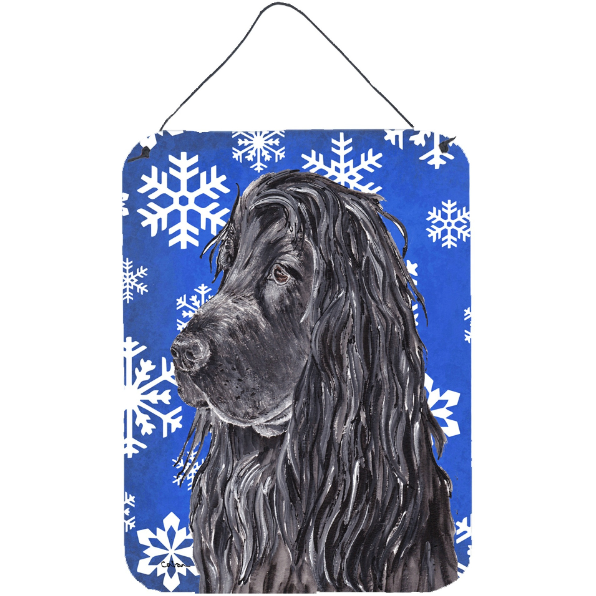 &quotCaroline's Treasures English Cocker Spaniel Blue Snowflake Winter Wall or Door Hanging Prints, 16"" x 12"""