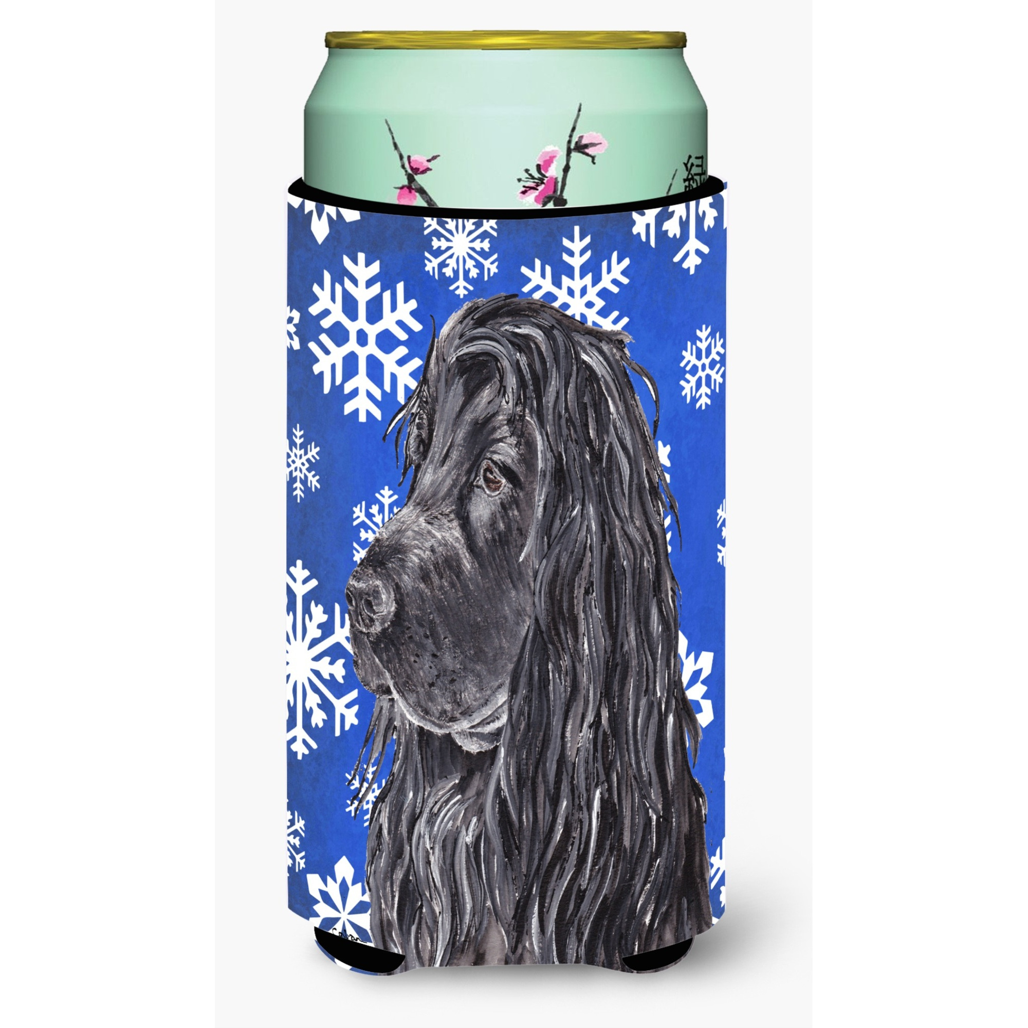 English Cocker Spaniel Blue Snowflake Winter Tall Boy Beverage Insulator Beverage Insulator Hugger