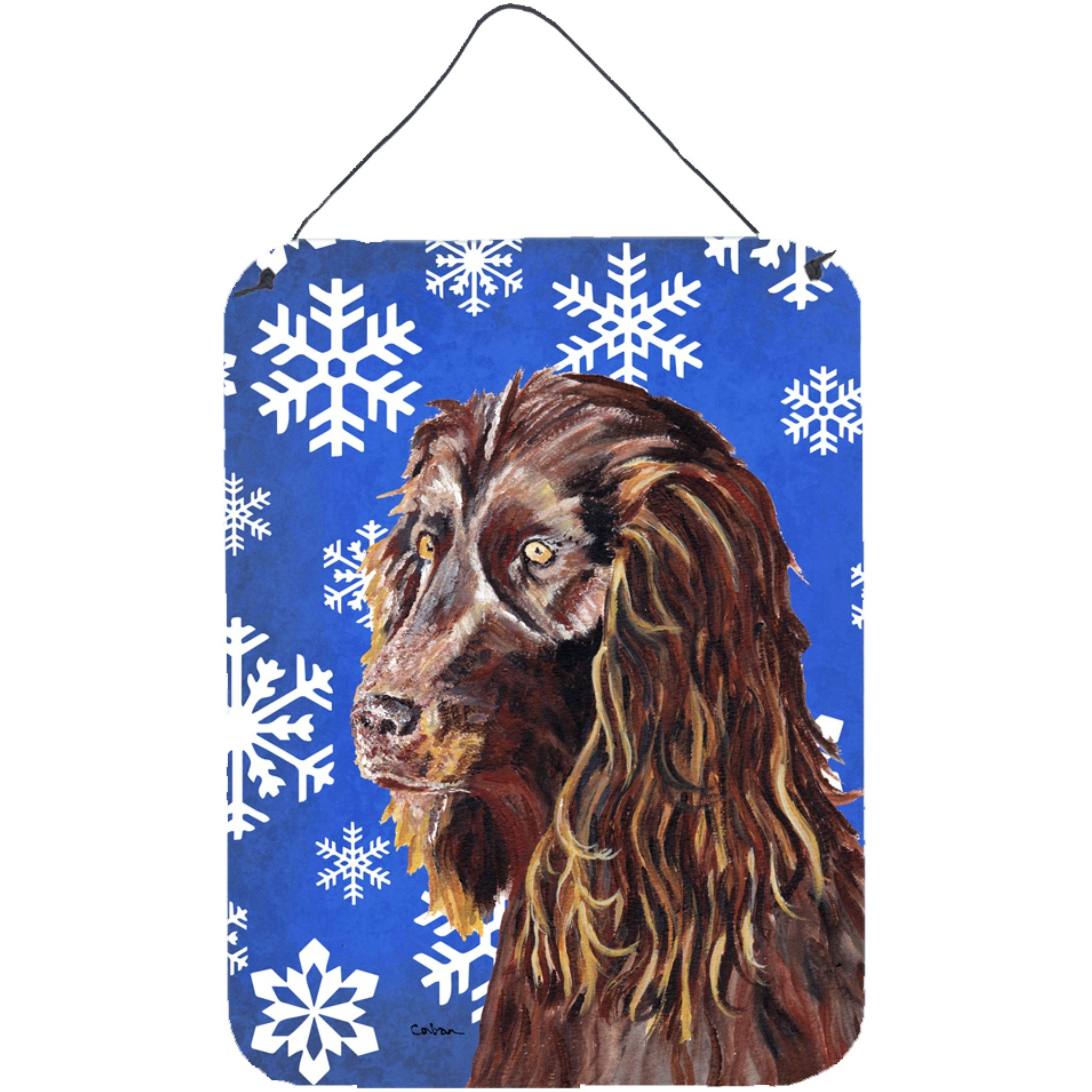 &quotCaroline's Treasures Boykin Spaniel Blue Snowflake Winter Wall or Door Hanging Prints, 16"" x 12"""