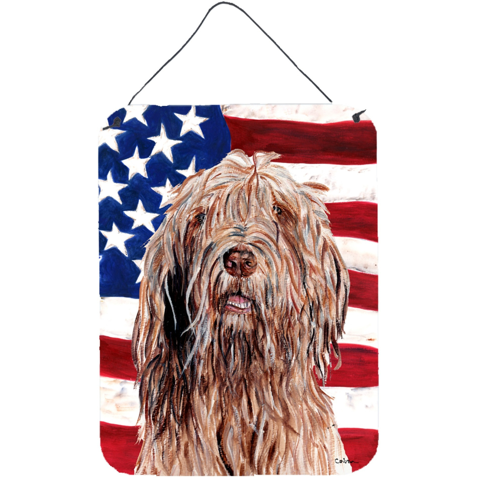 &quotCaroline's Treasures SC9637DS1216 Otterhound with American Flag Usa Wall or Door Hanging Prints, 16"" x 12"""