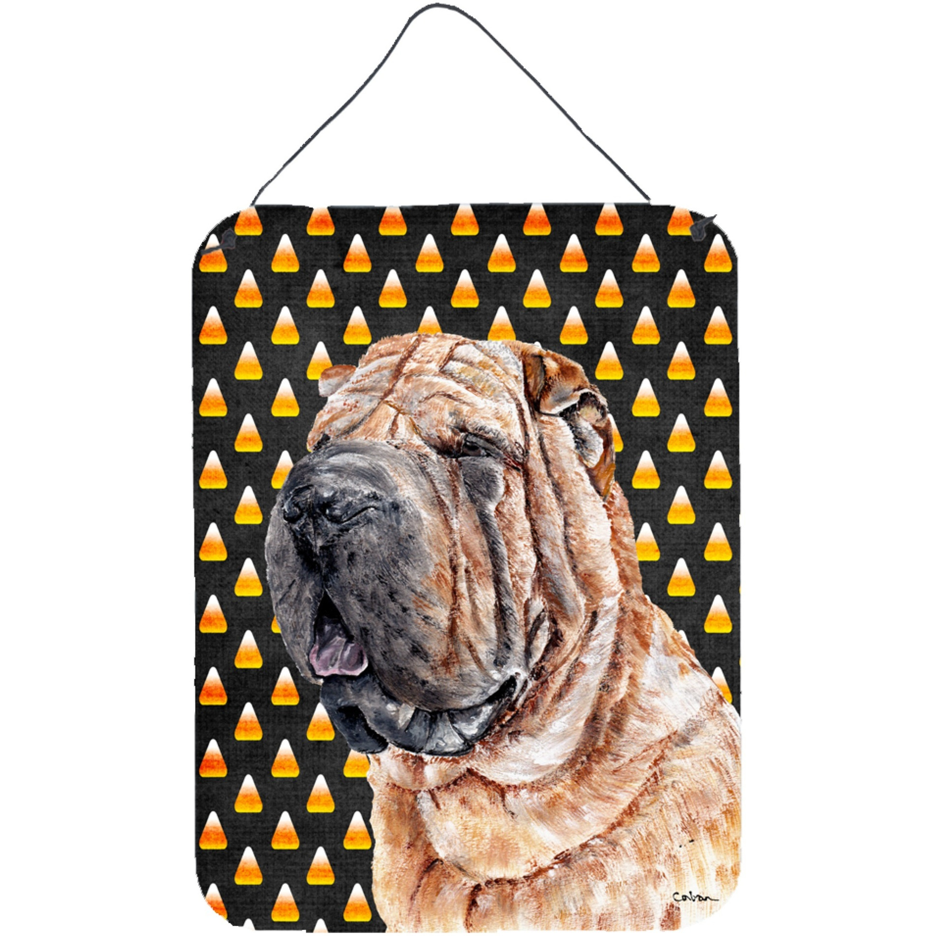 &quotCaroline's Treasures Shar Pei Candy Corn Halloween Wall or Door Hanging Prints, 16"" x 12"""