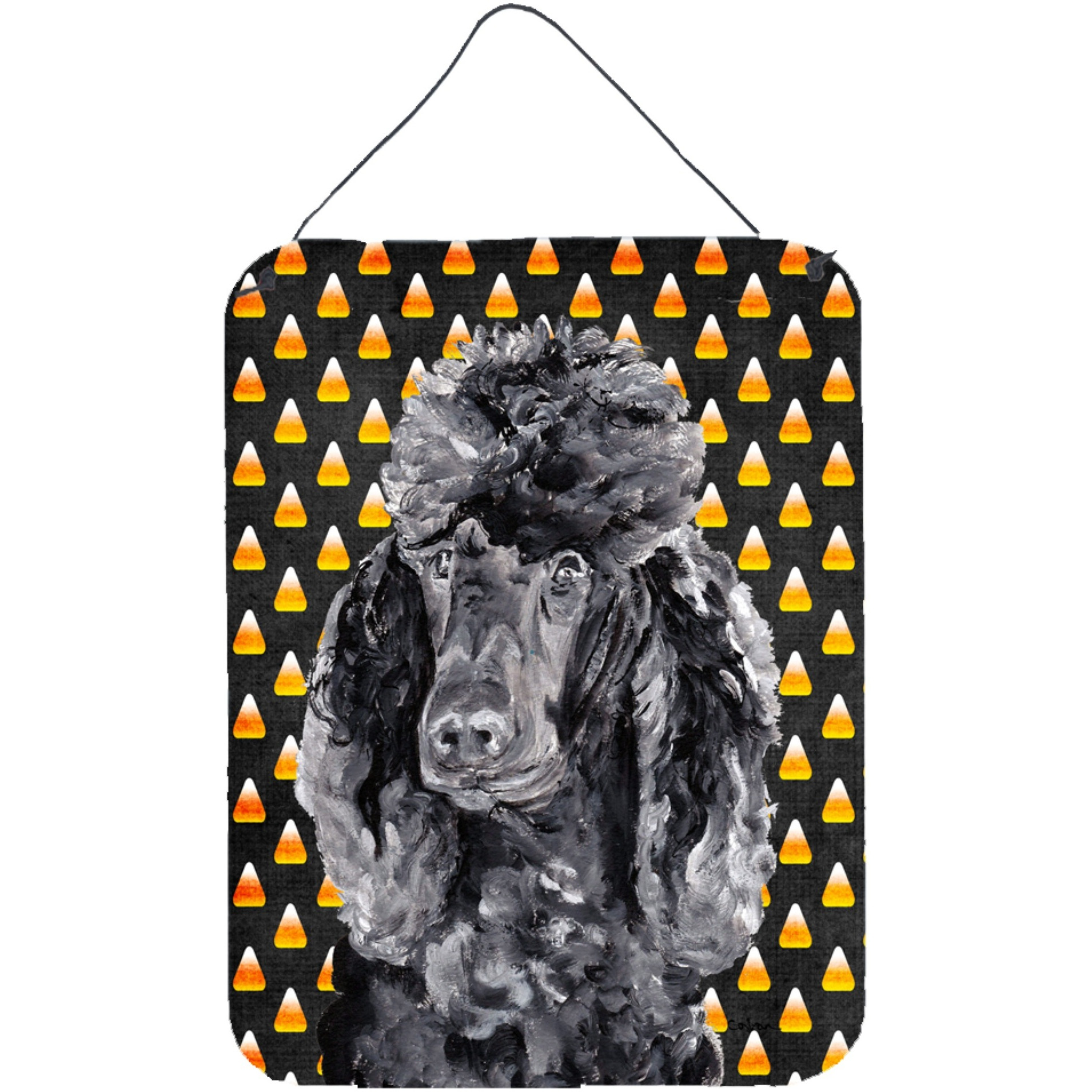 &quotCaroline's Treasures Black Standard Poodle Candy Corn Halloween Wall or Door Hanging Prints, 16"" x 12"""