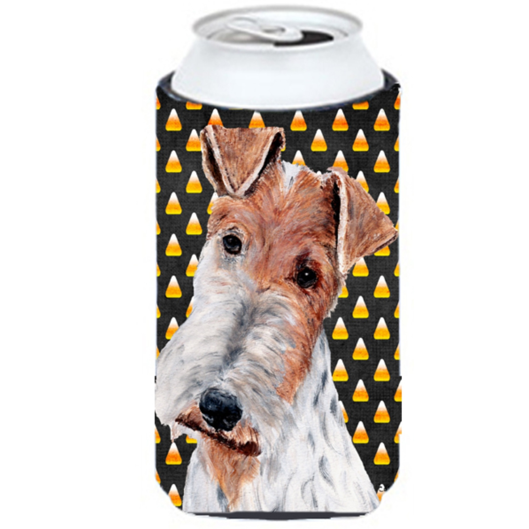 Wire Fox Terrier Candy Corn Halloween Tall Boy Beverage Insulator Hugger SC9652TBC