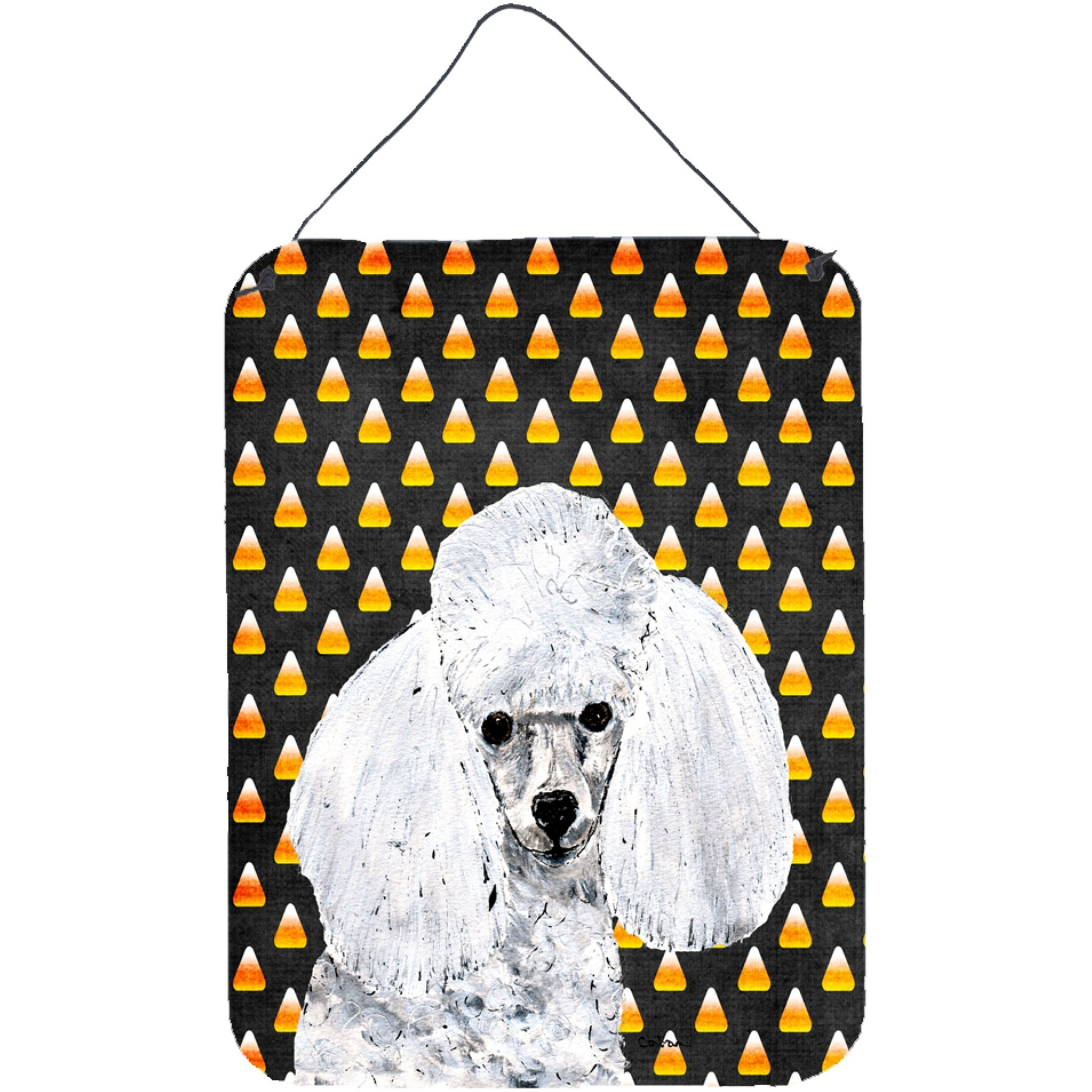 &quotCaroline's Treasures White Toy Poodle Candy Corn Halloween Wall or Door Hanging Prints, 16"" x 12"""