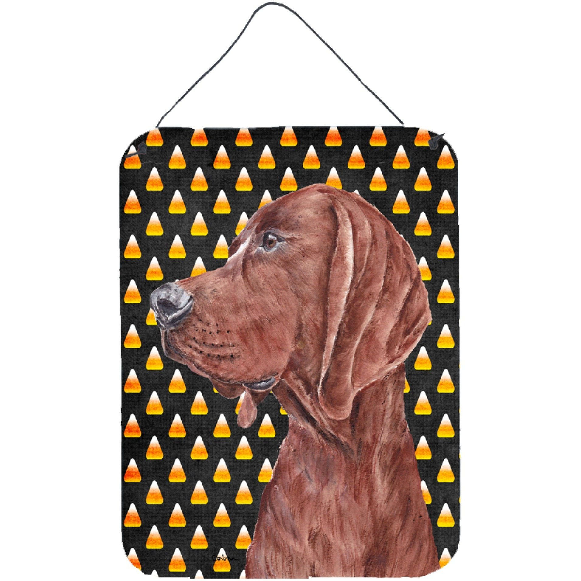 &quotCaroline's Treasures Redbone Coonhound Candy Corn Halloween Wall or Door Hanging Prints, 16"" x 12"""