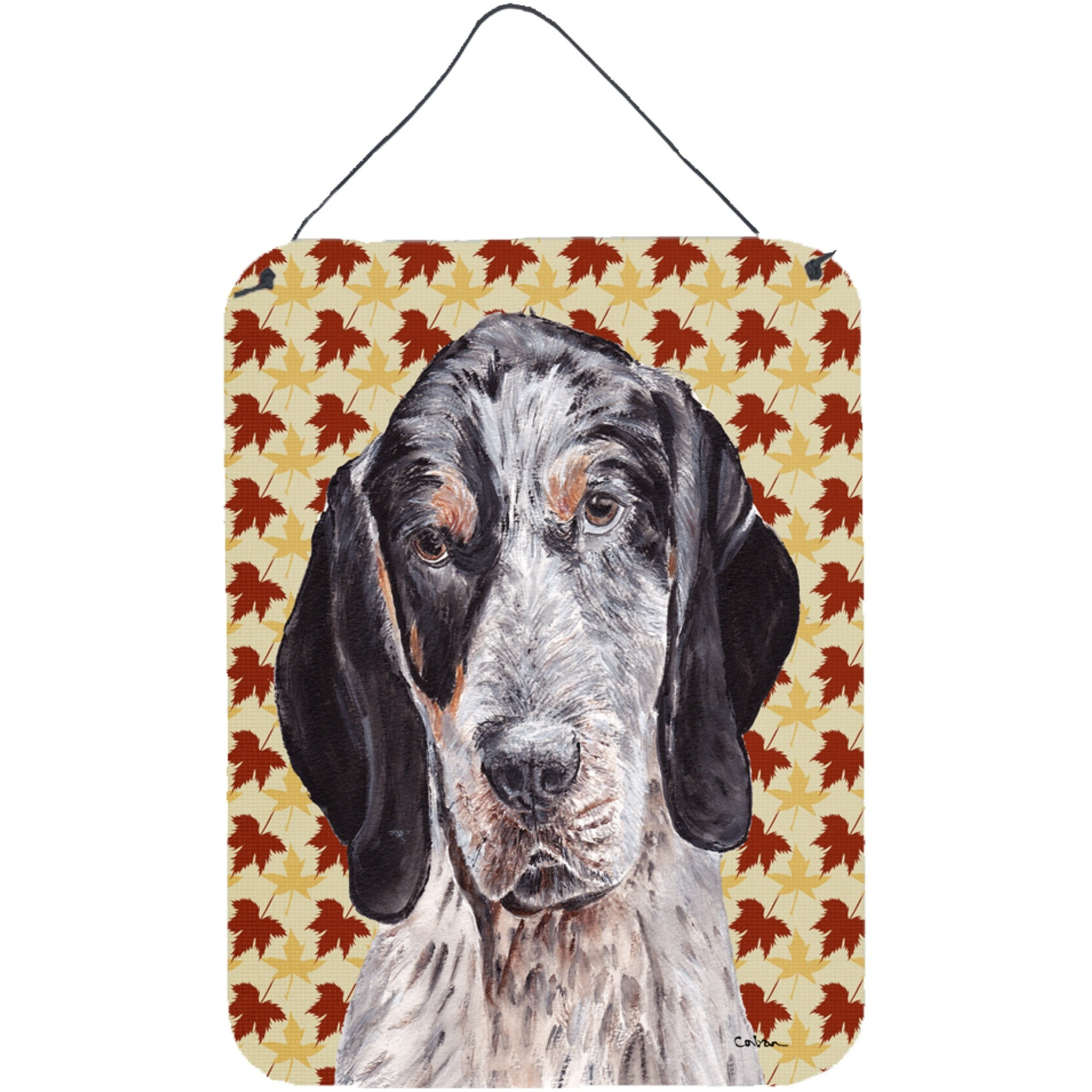 &quotCaroline's Treasures Blue Tick Coonhound Fall Leaves Wall or Door Hanging Prints, 16"" x 12"""