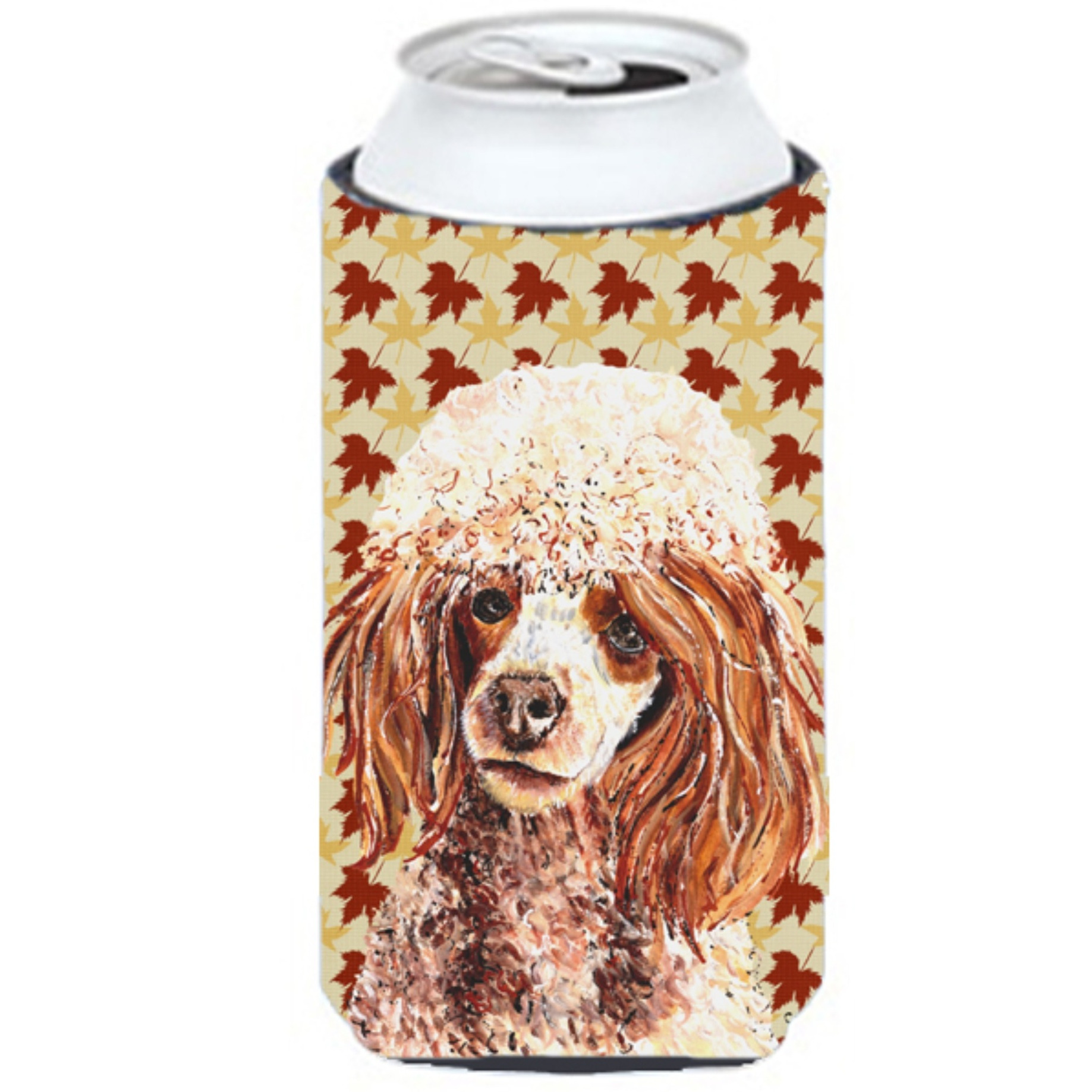 Red Miniature Poodle Fall Leaves Tall Boy Beverage Insulator Hugger SC9675TBC