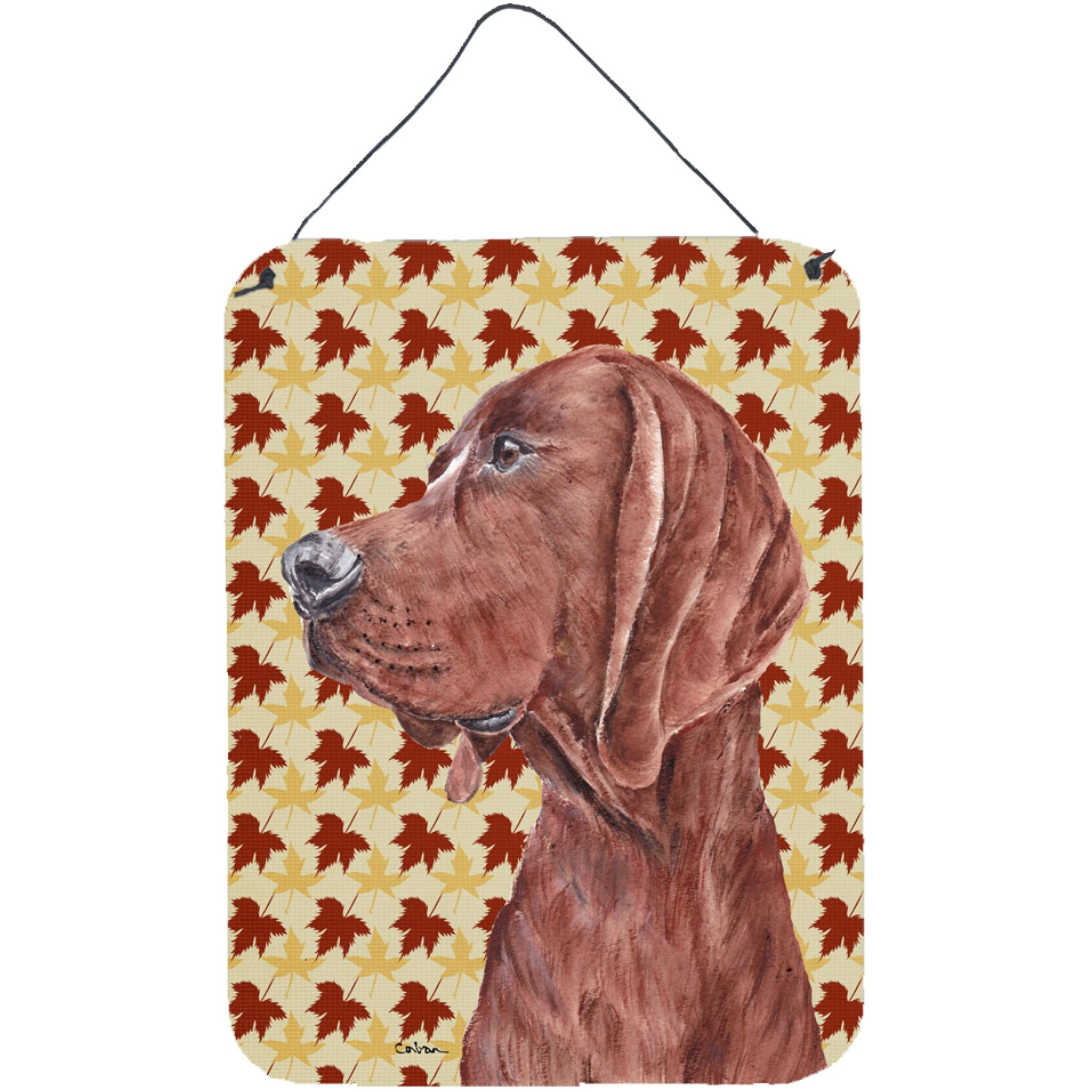 &quotCaroline's Treasures Redbone Coonhound Fall Leaves Wall or Door Hanging Prints, 16"" x 12"""