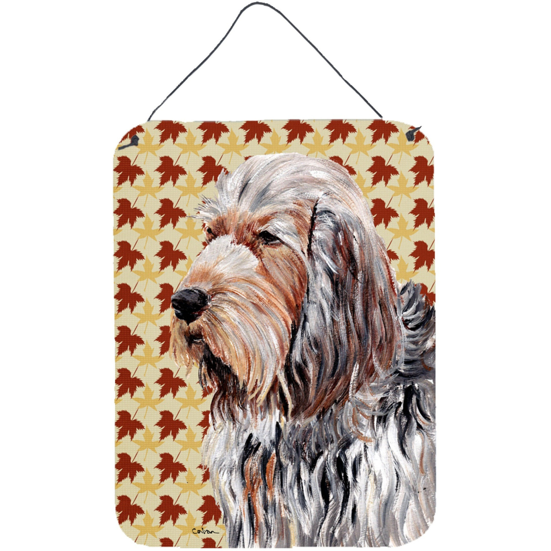 &quotCaroline's Treasures SC9684DS1216 Otterhound Fall Leaves Aluminium Metal Wall or Door Hanging Prints, 16"" x 12"""