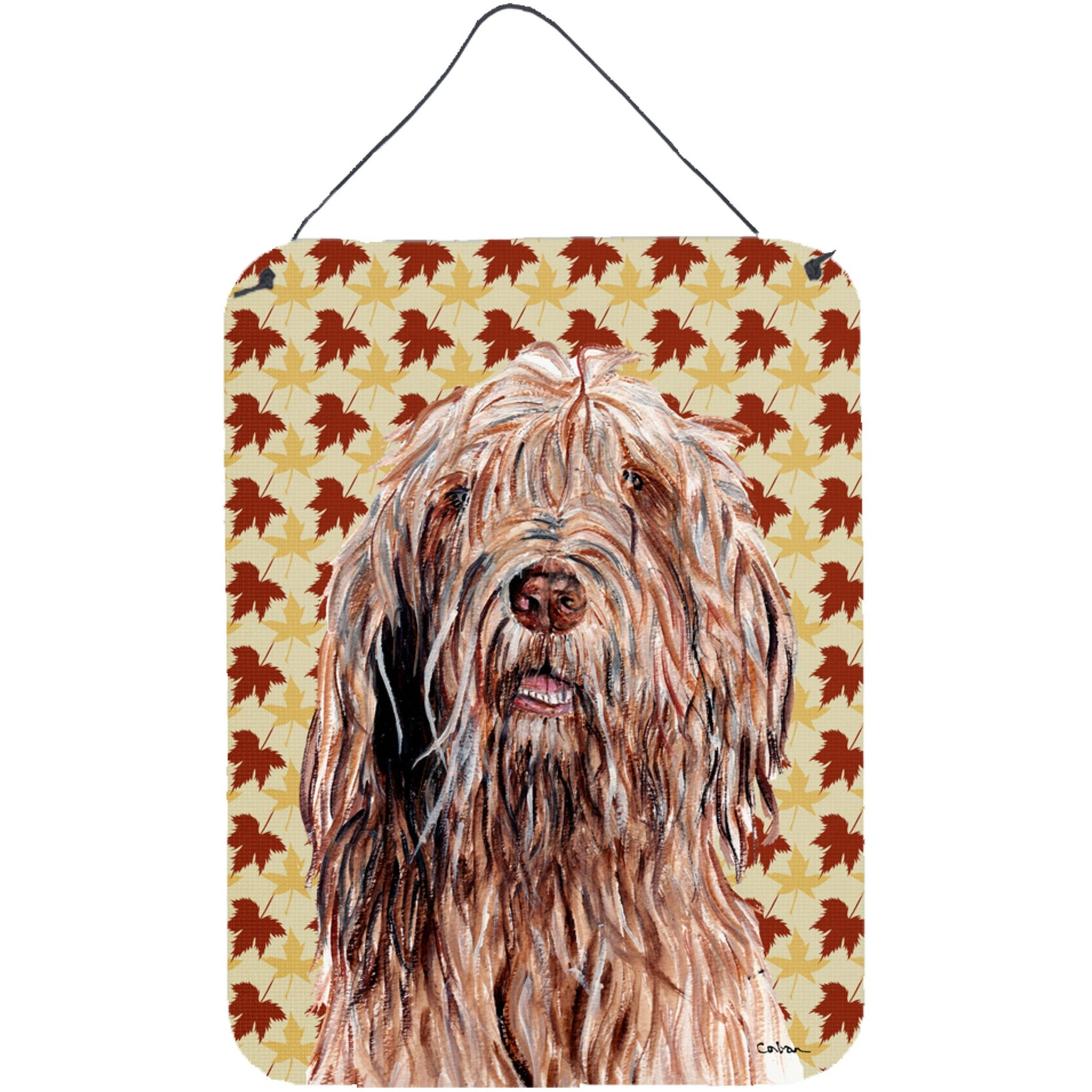 &quotCaroline's Treasures SC9685DS1216 Otterhound Fall Leaves Aluminium Metal Wall or Door Hanging Prints, 16"" x 12"""
