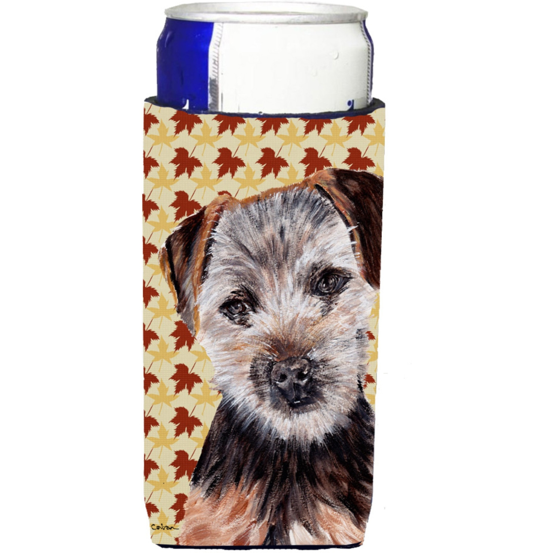 Norfolk Terrier Puppy Fall Leaves Ultra Beverage Insulators for slim cans SC9687MUK