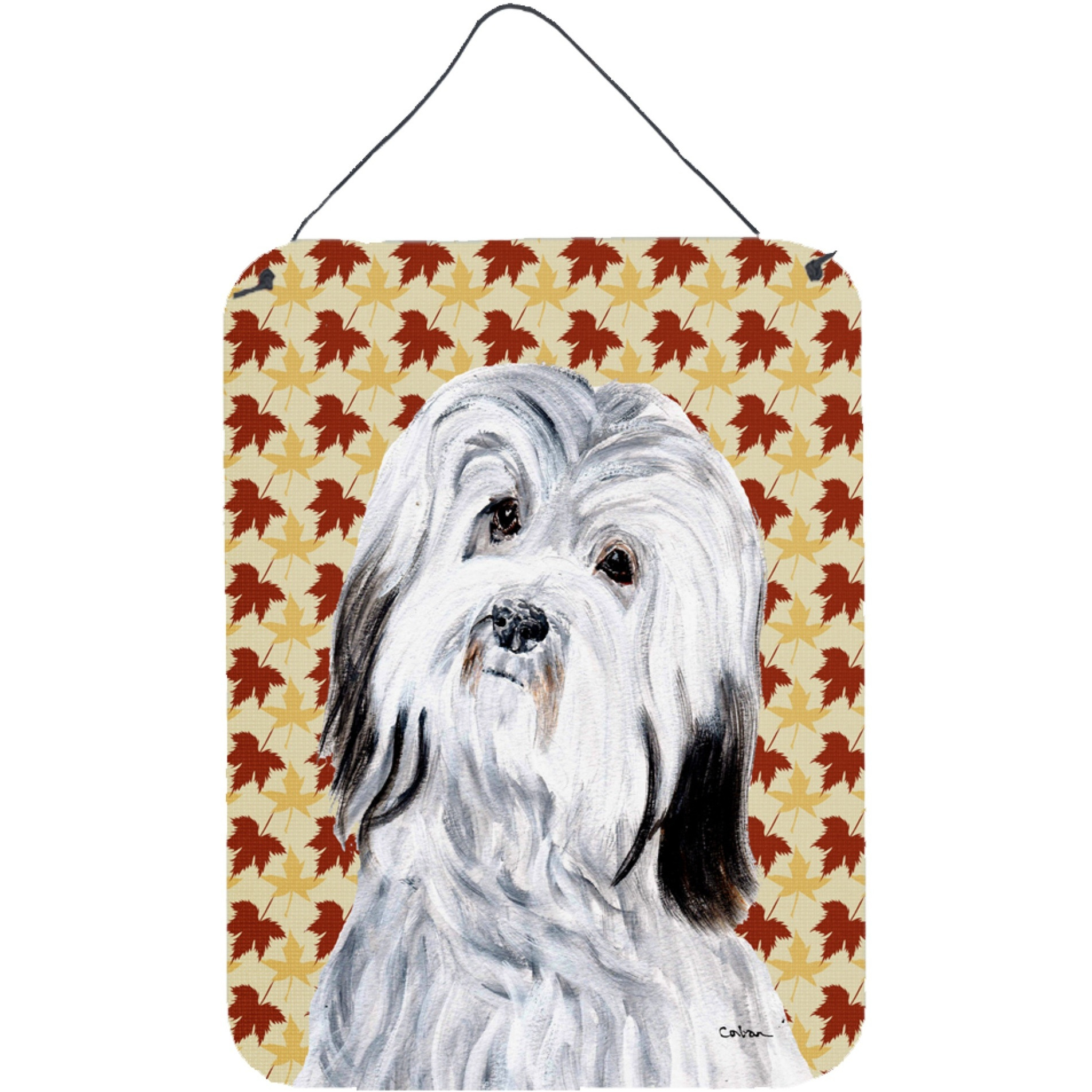 &quotCaroline's Treasures Havanese Fall Leaves Aluminium Metal Wall or Door Hanging Prints, 16"" x 12"""